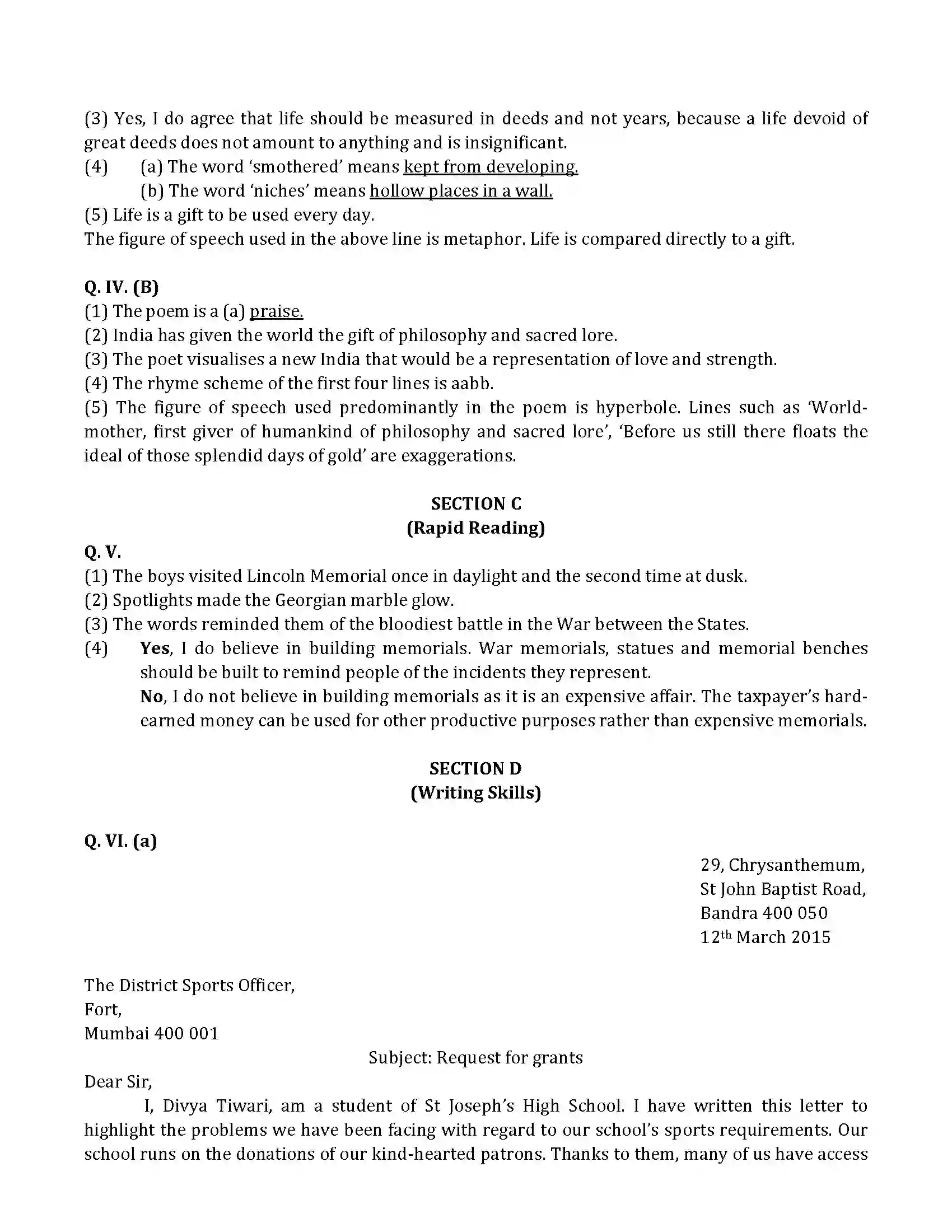 Maharashtra Board Class 10th 2011 English - 2011 Previous Year Paper 10
