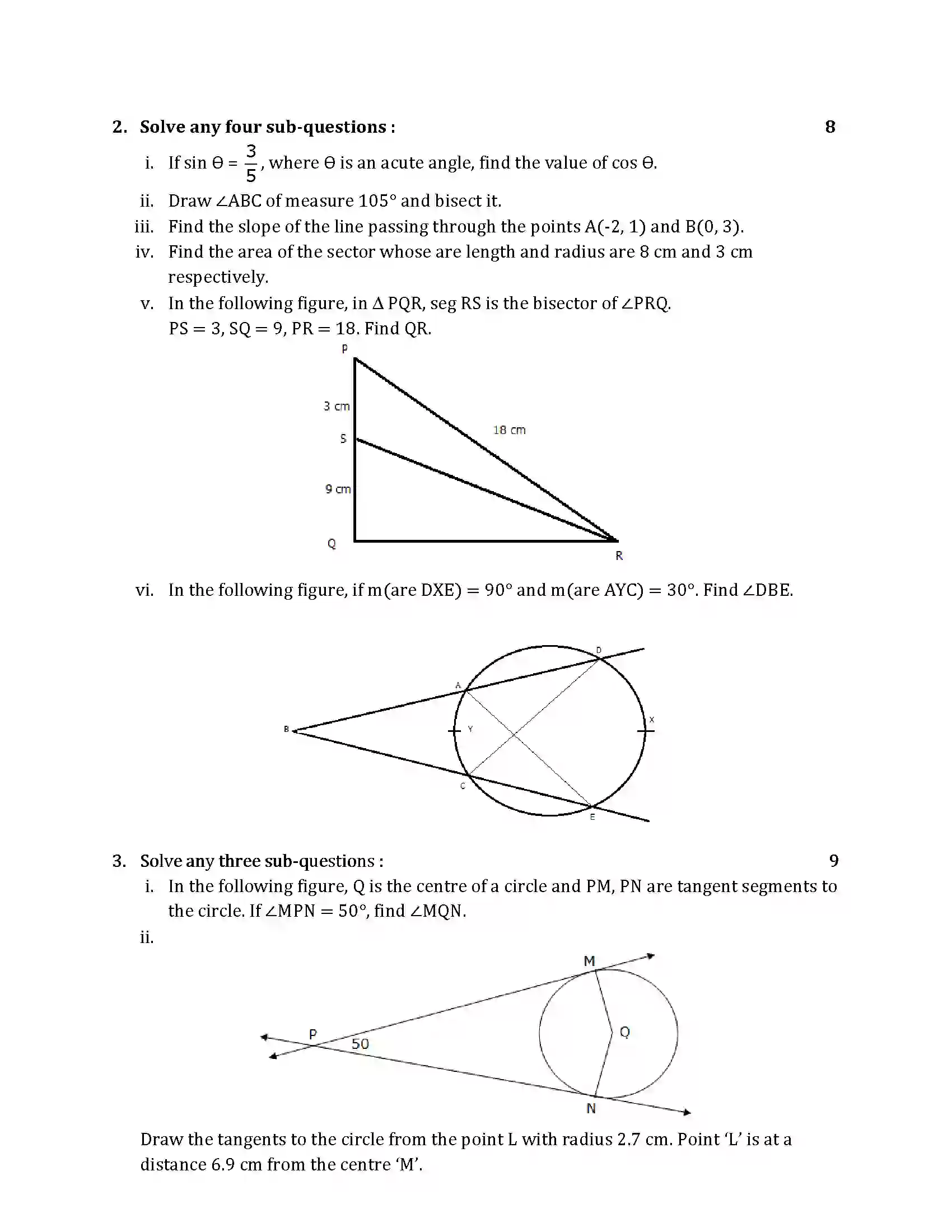 Maharashtra Board Class 10th 2015 Mathematics Geometry - 2015 Previous Year Paper 2