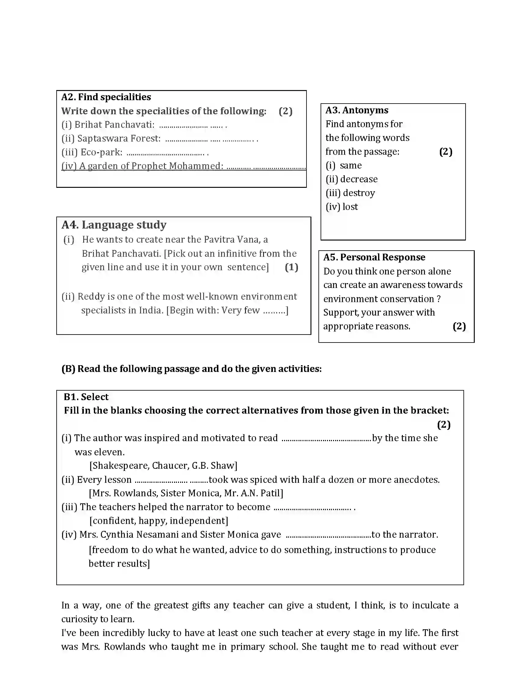Maharashtra Board Class 10th 2015 English - 2015 Previous Year Paper 2
