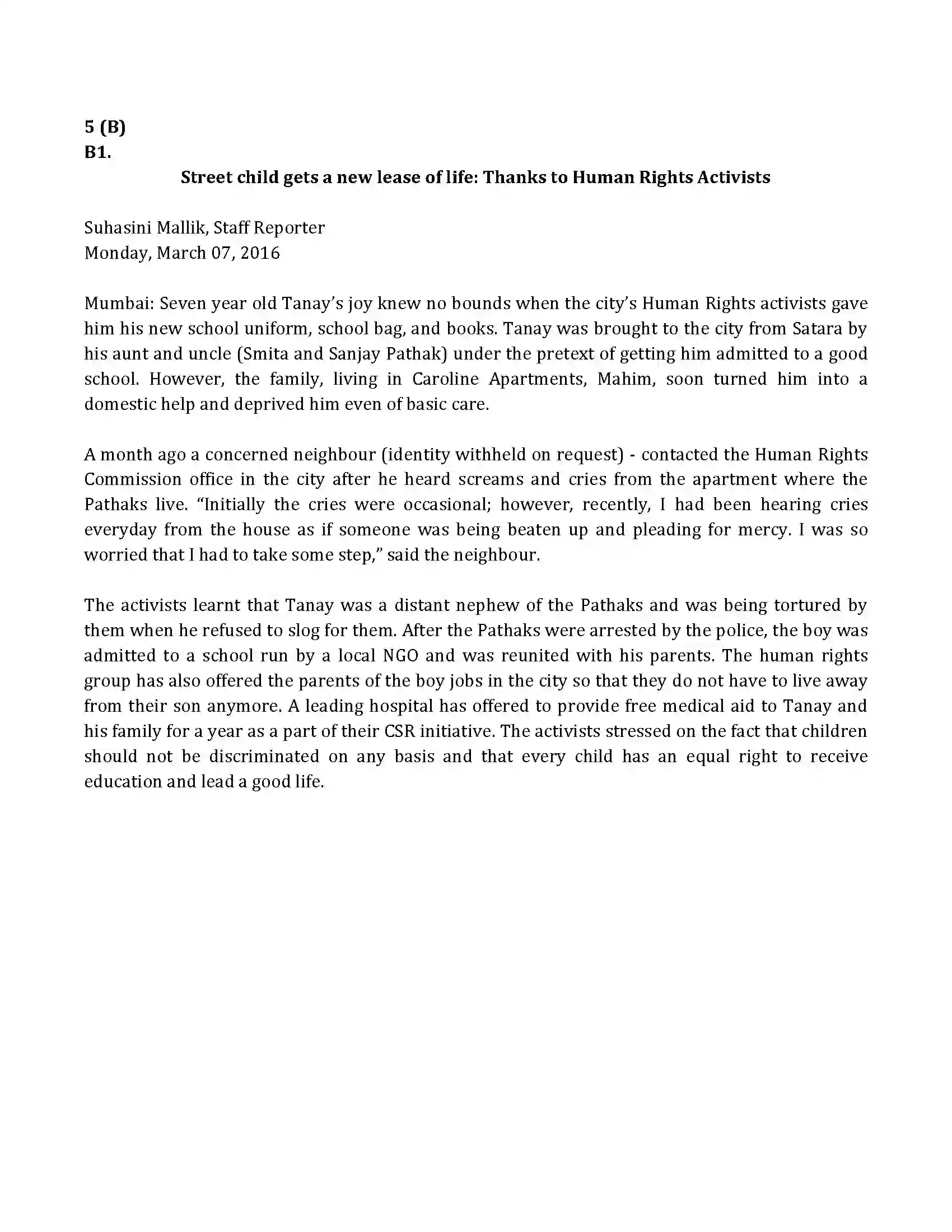 Maharashtra Board Class 10th 2016 English - 2016 Previous Year Paper 22