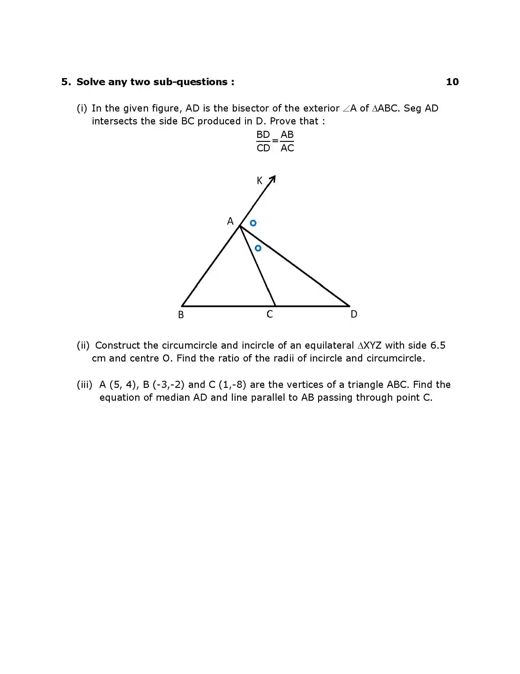 Maharashtra Board Class 10th 2017 Mathematics Geometry - 2017 Previous Year Paper 5