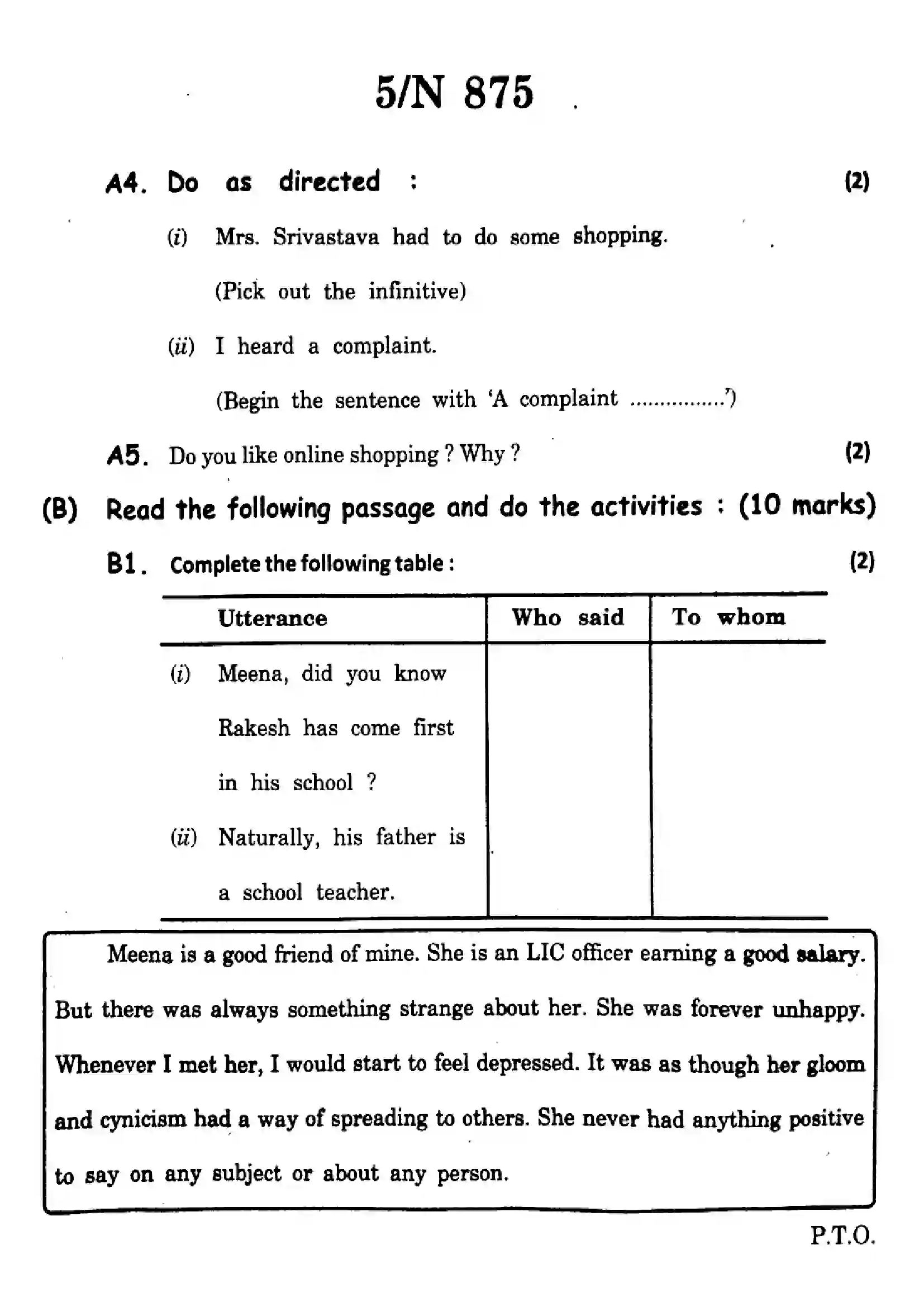 Maharashtra Board Class 10th 2023 English - N-875 - 2023 Previous Year Paper 5
