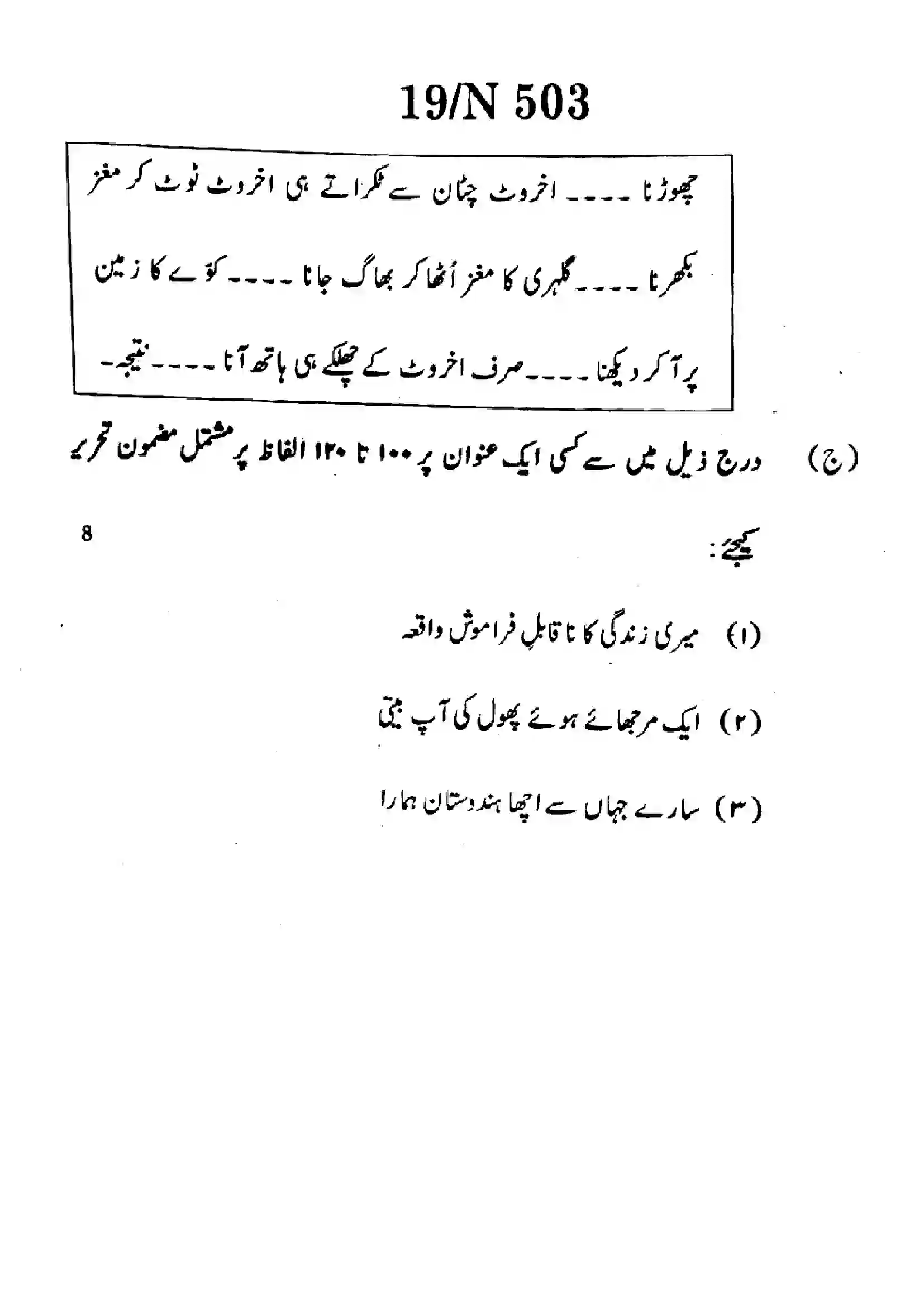 Maharashtra Board Class 10th 2024 Urdu Previous Year Paper 19