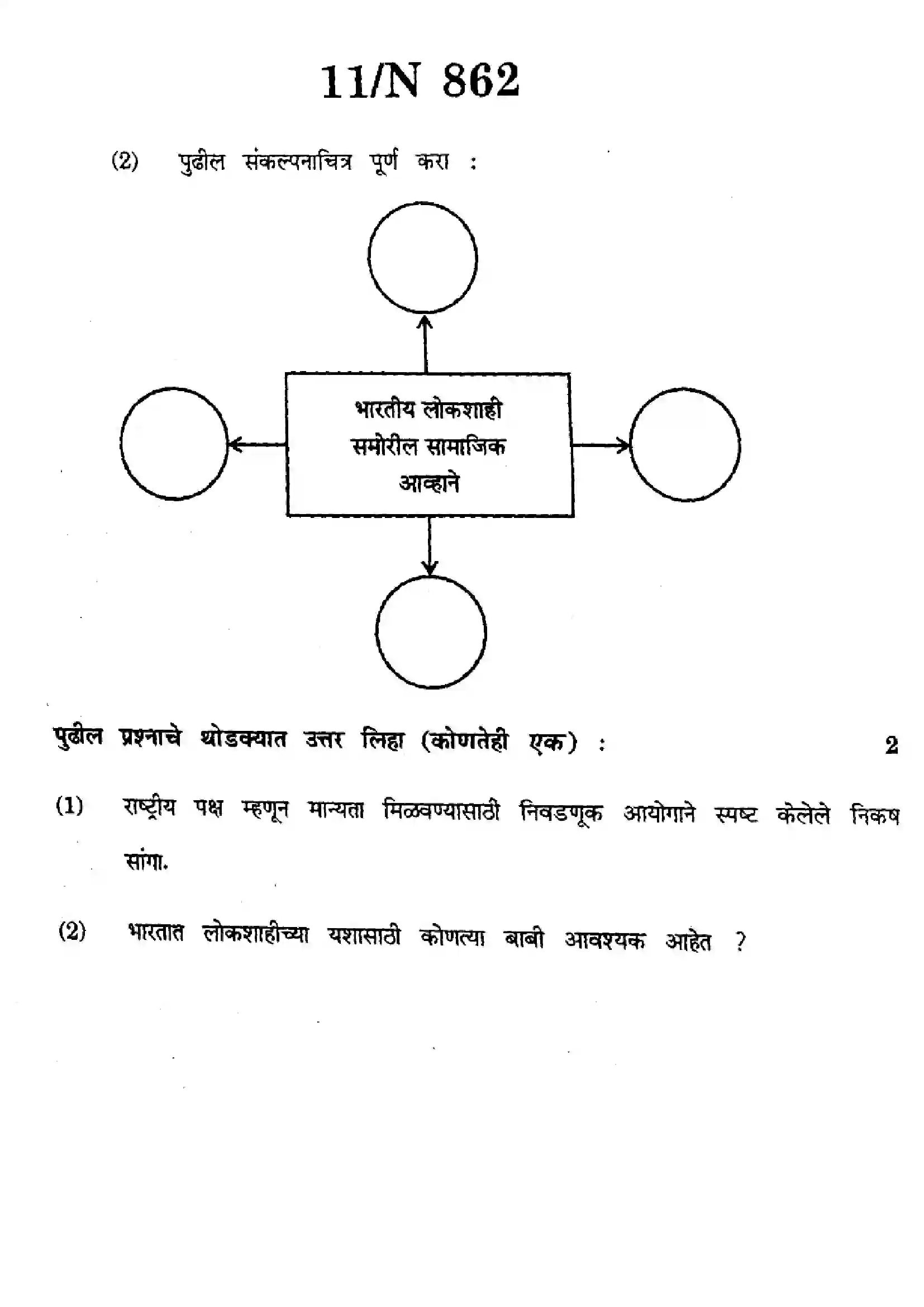 Maharashtra Board Class 10th 2025 Social Sciences (History and Pol Science) - N-862 Previous Year Paper 11