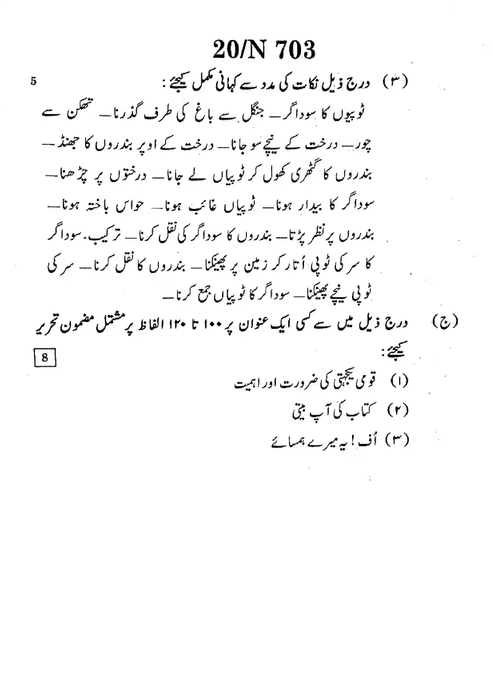 Maharashtra Board Class 10th 2025 Urdu (FL) - N-703 Previous Year Paper 20