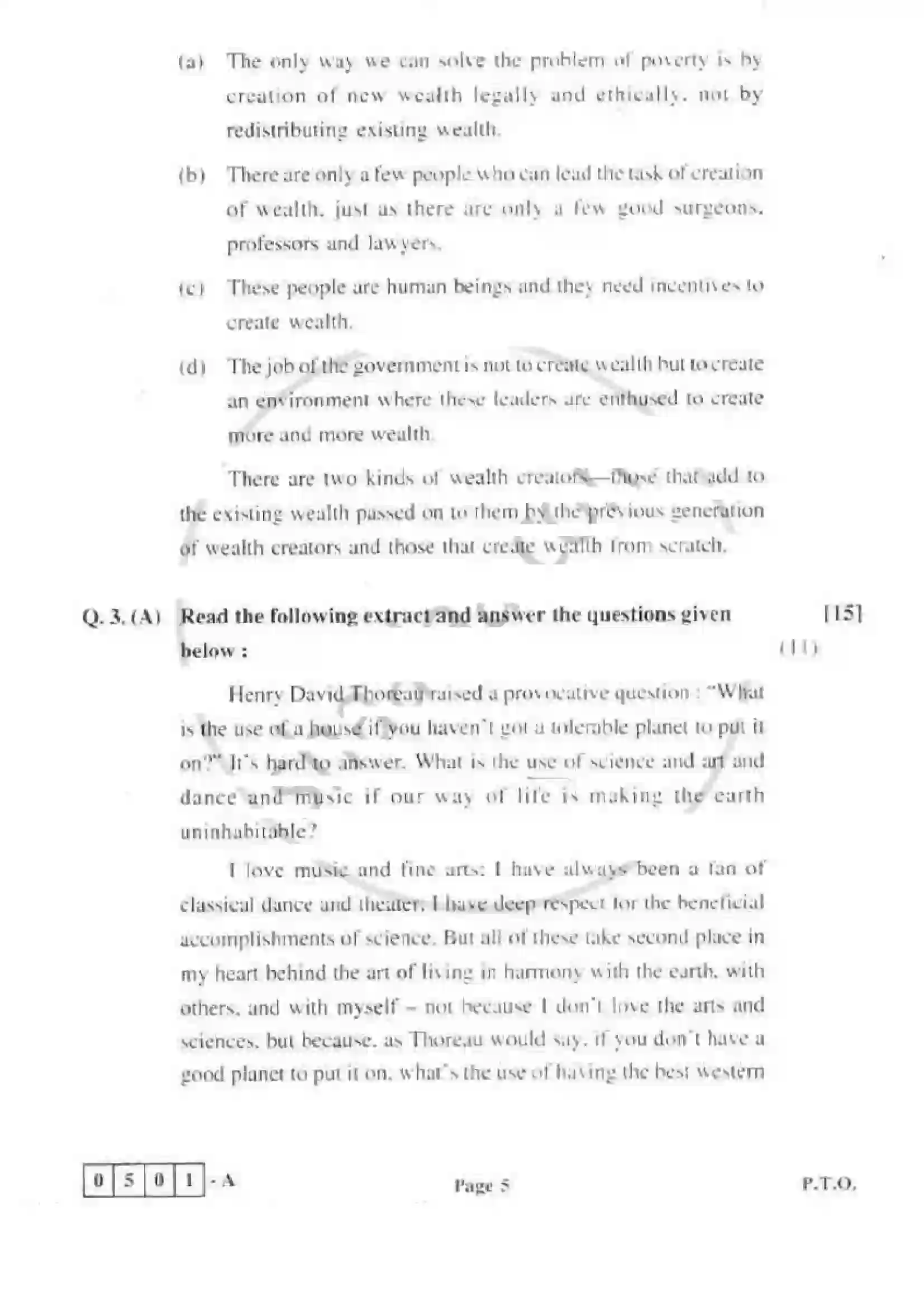 Maharashtra Board Class 12th 2011 English - March 2011 Previous Year Paper 5