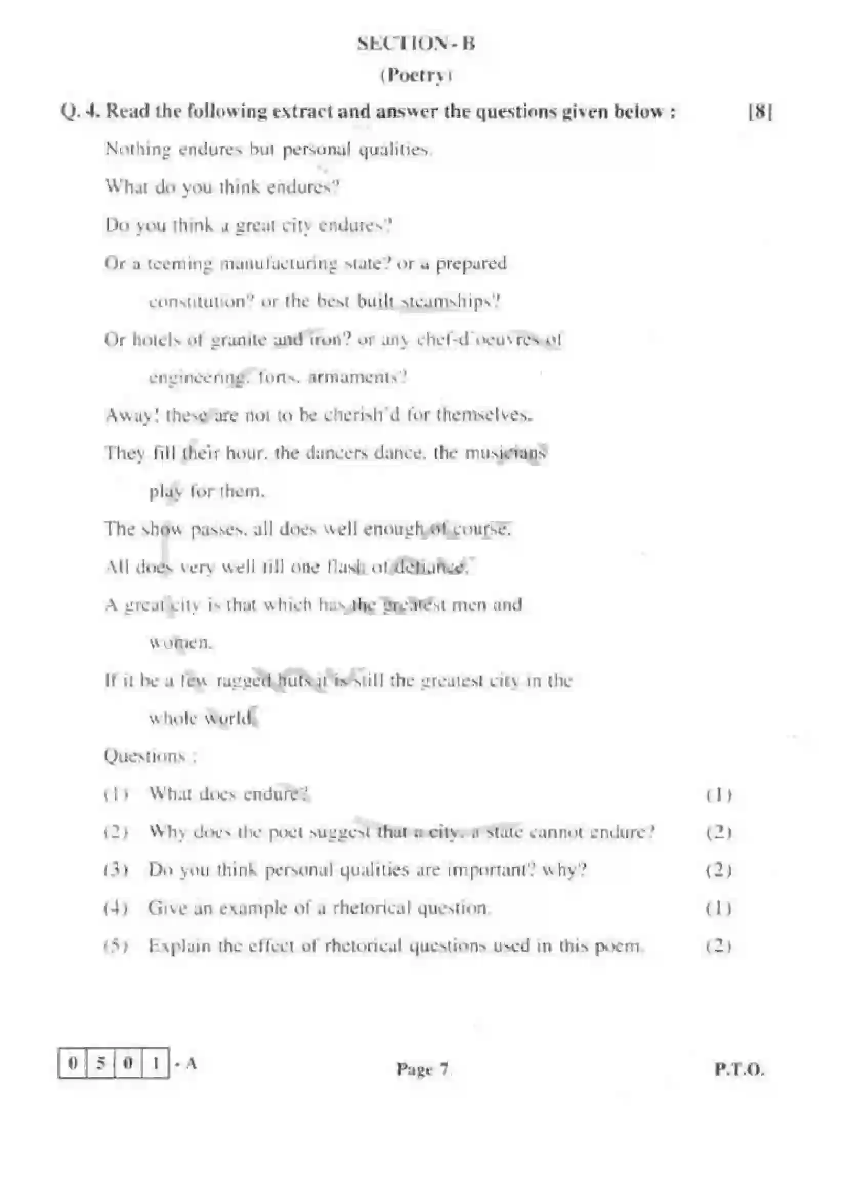 Maharashtra Board Class 12th 2011 English - March 2011 Previous Year Paper 7