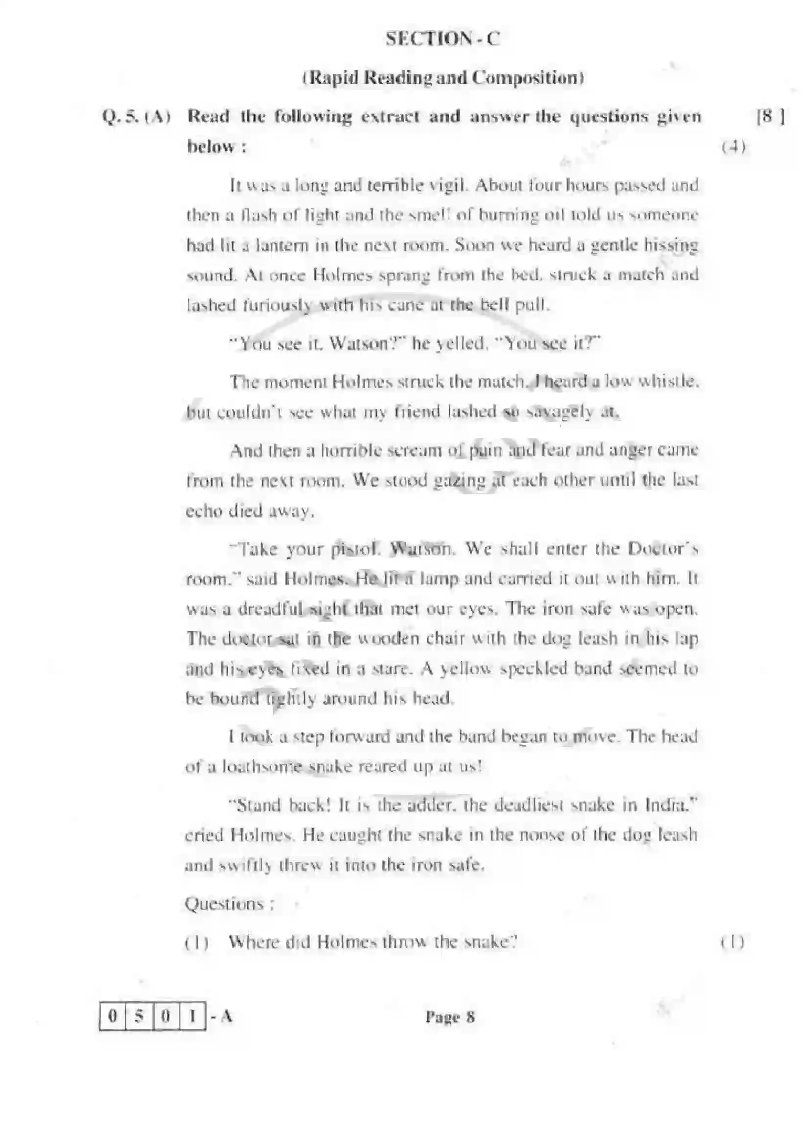 Maharashtra Board Class 12th 2011 English - March 2011 Previous Year Paper 8