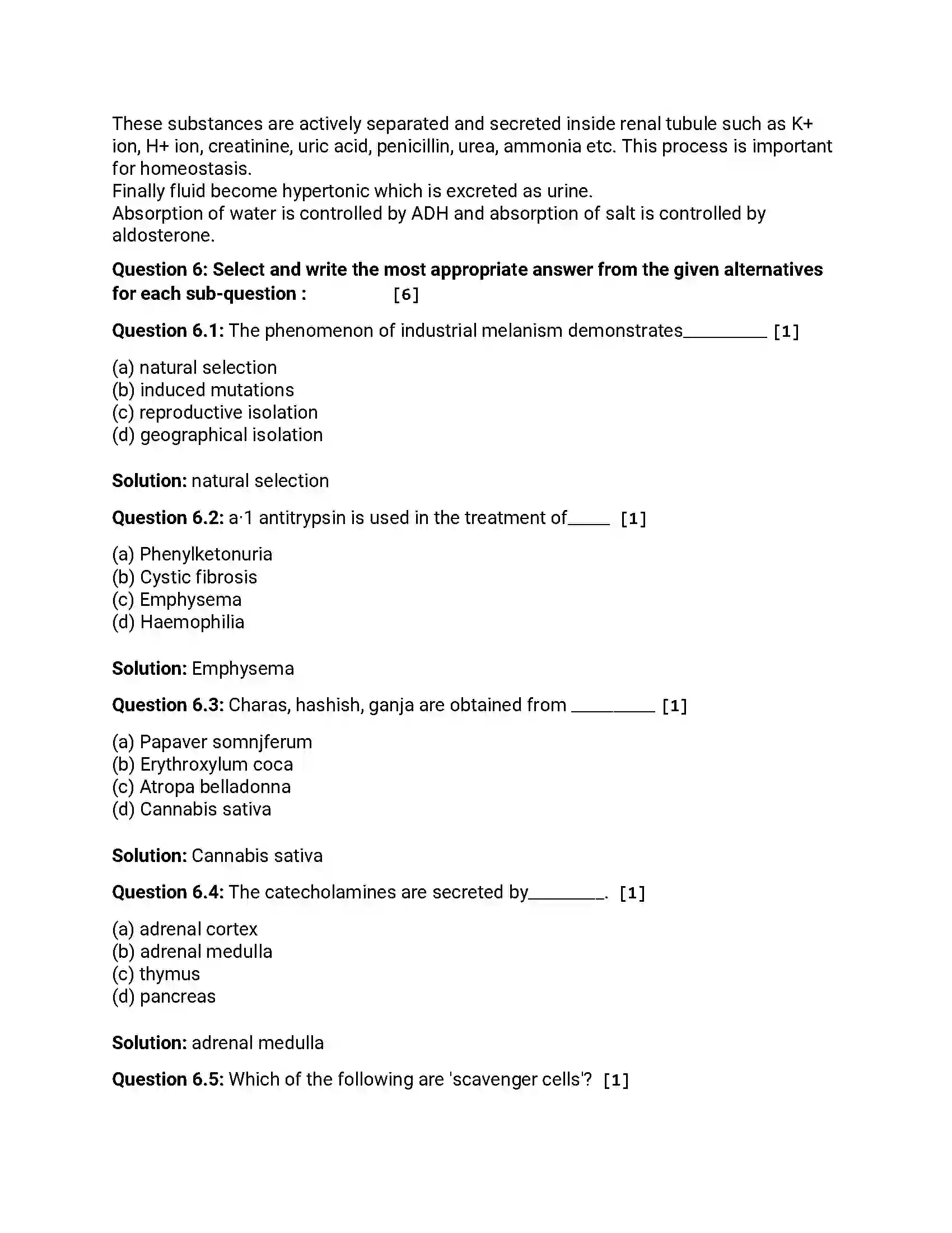 Maharashtra Board Class 12th 2012 Biology - Oct 2012 Previous Year Paper 11