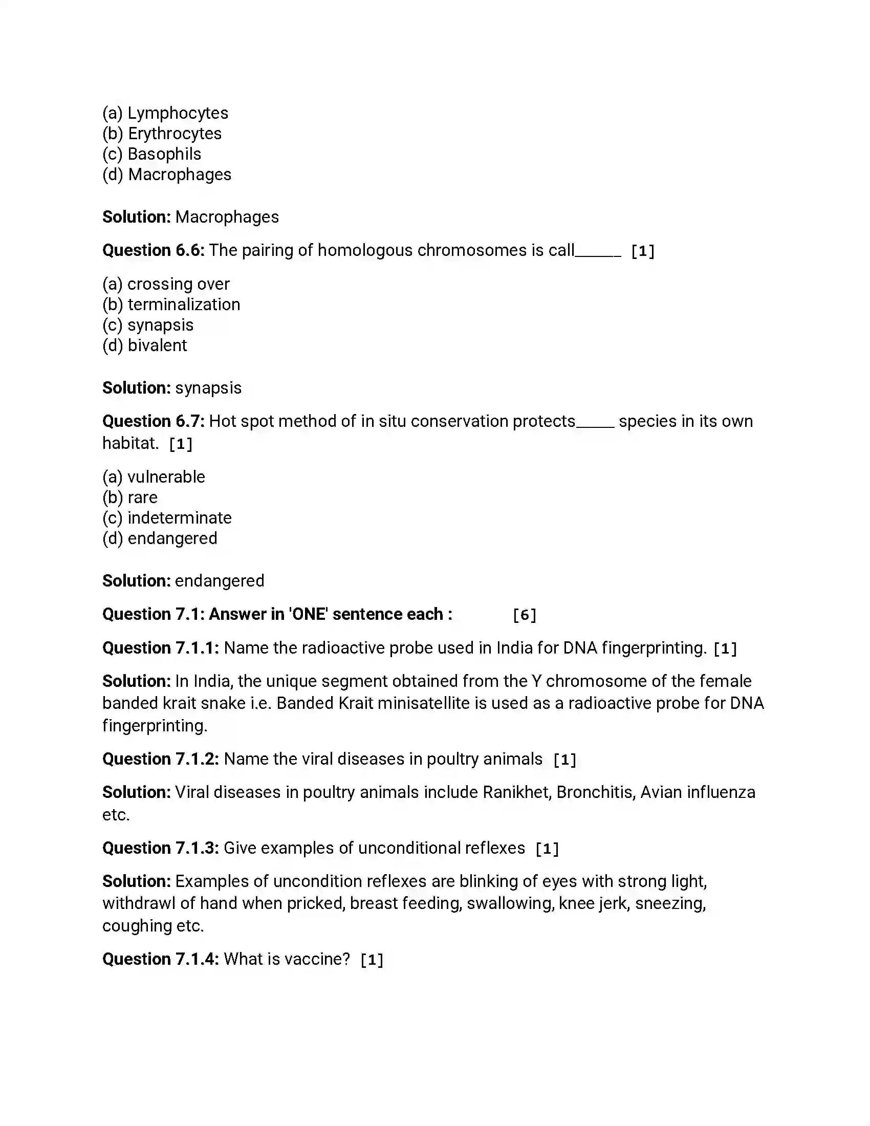 Maharashtra Board Class 12th 2012 Biology - Oct 2012 Previous Year Paper 12