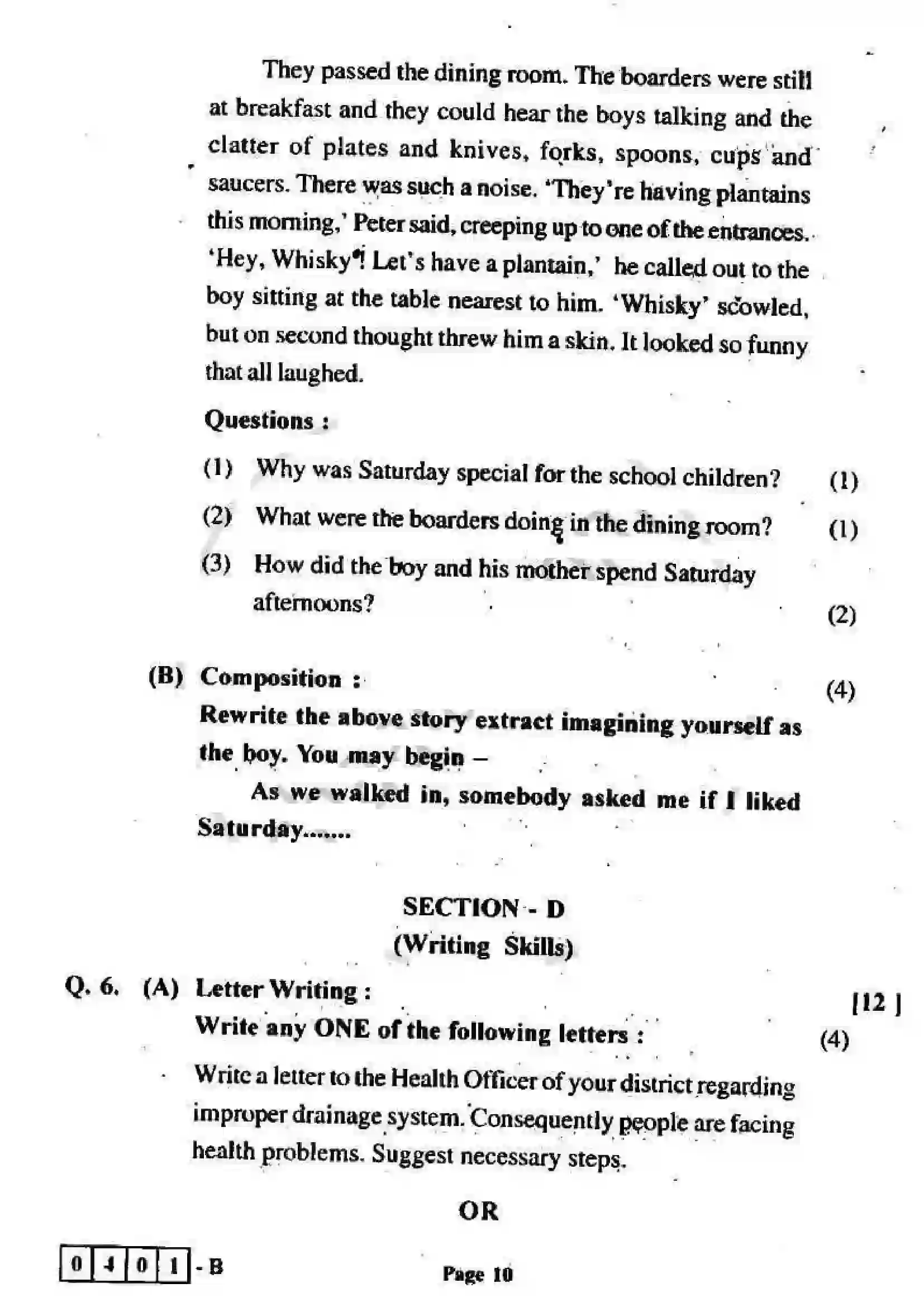 Maharashtra Board Class 12th 2012 English - March 2012 - Set-B Previous Year Paper 10