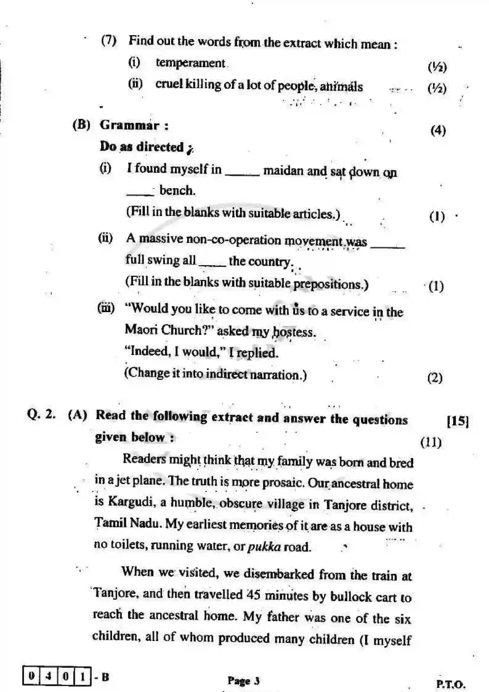 Maharashtra Board Class 12th 2012 English - March 2012 - Set-B Previous Year Paper 3