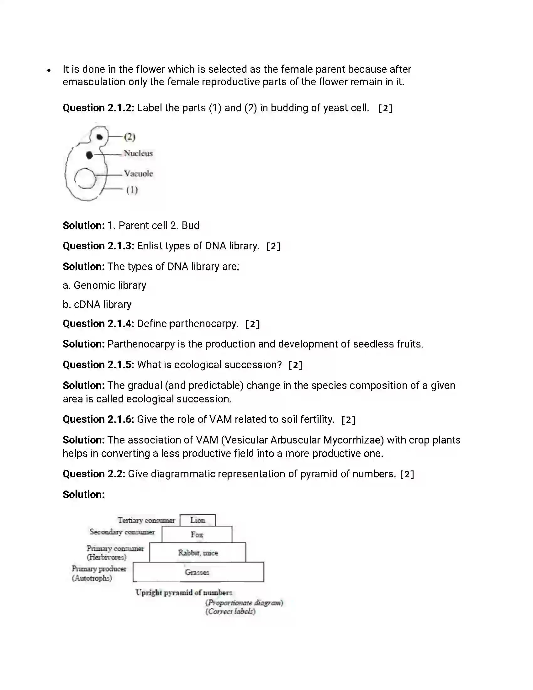 Maharashtra Board Class 12th 2014 Biology - Oct 2014 Previous Year Paper 3