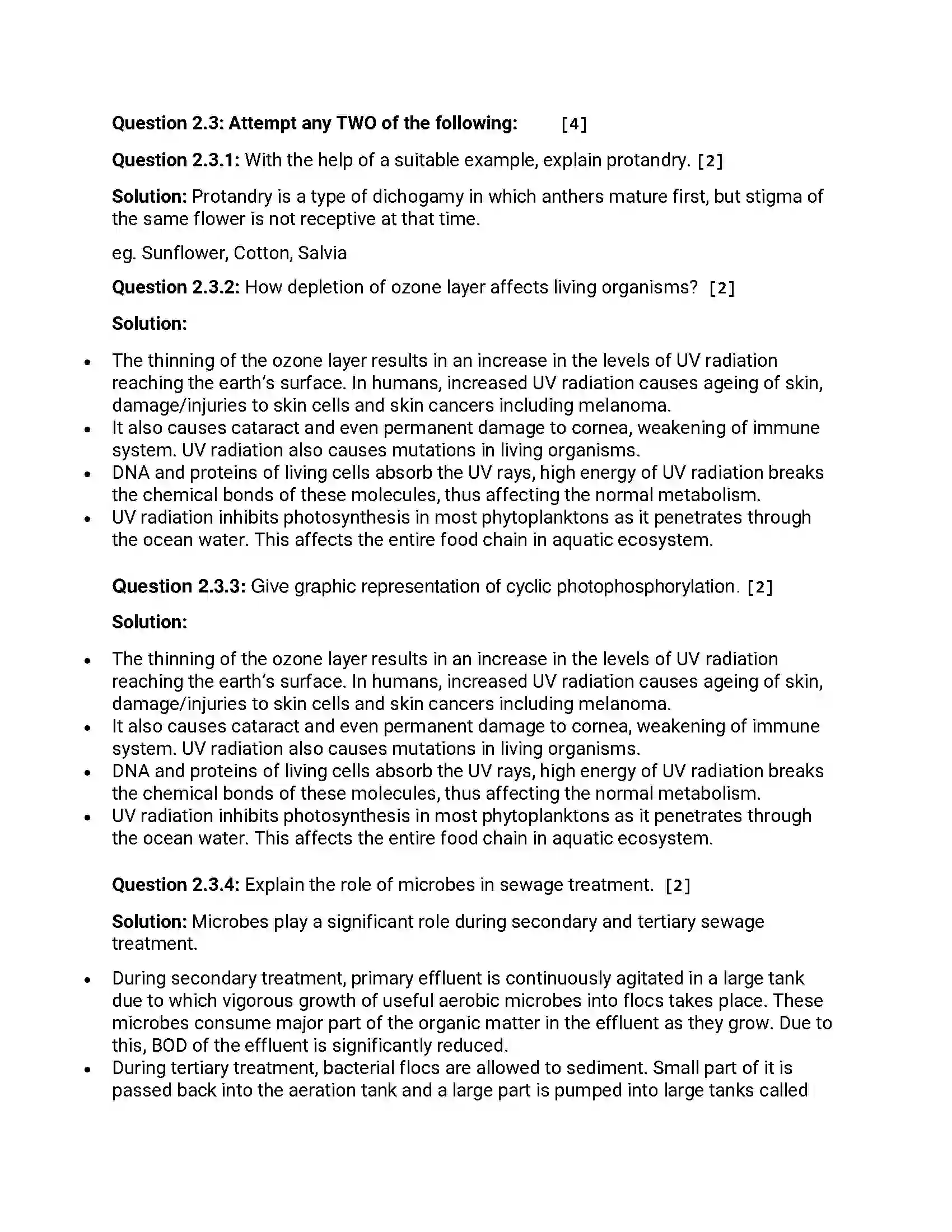 Maharashtra Board Class 12th 2014 Biology - Oct 2014 Previous Year Paper 4
