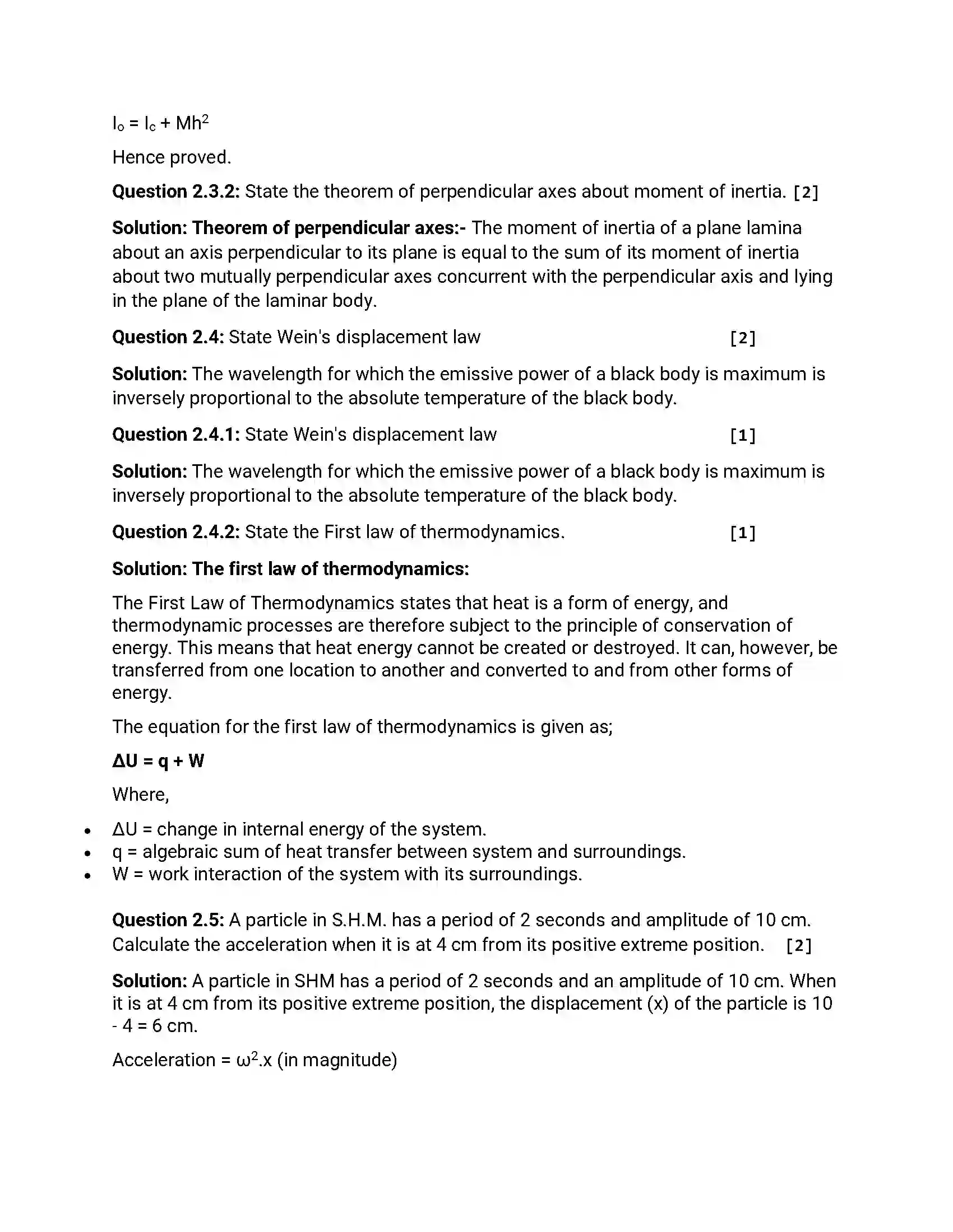 Maharashtra Board Class 12th 2015 Physics - March 2015 Previous Year Paper 7
