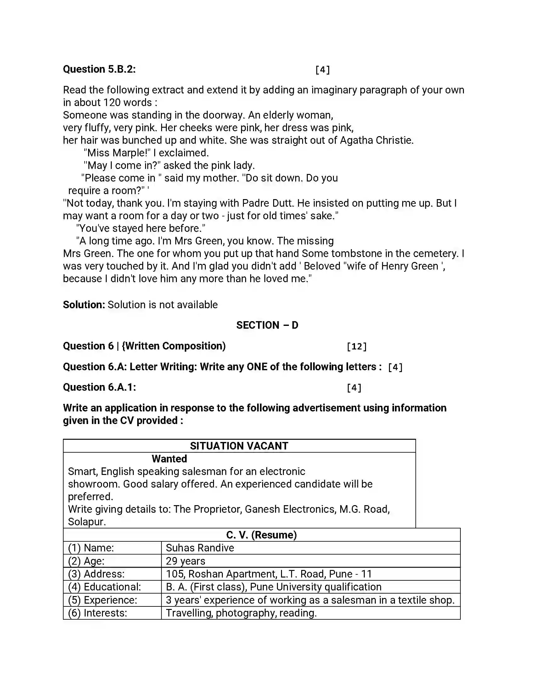 Maharashtra Board Class 12th 2016 English - March 2016 - Set-C Previous Year Paper 11