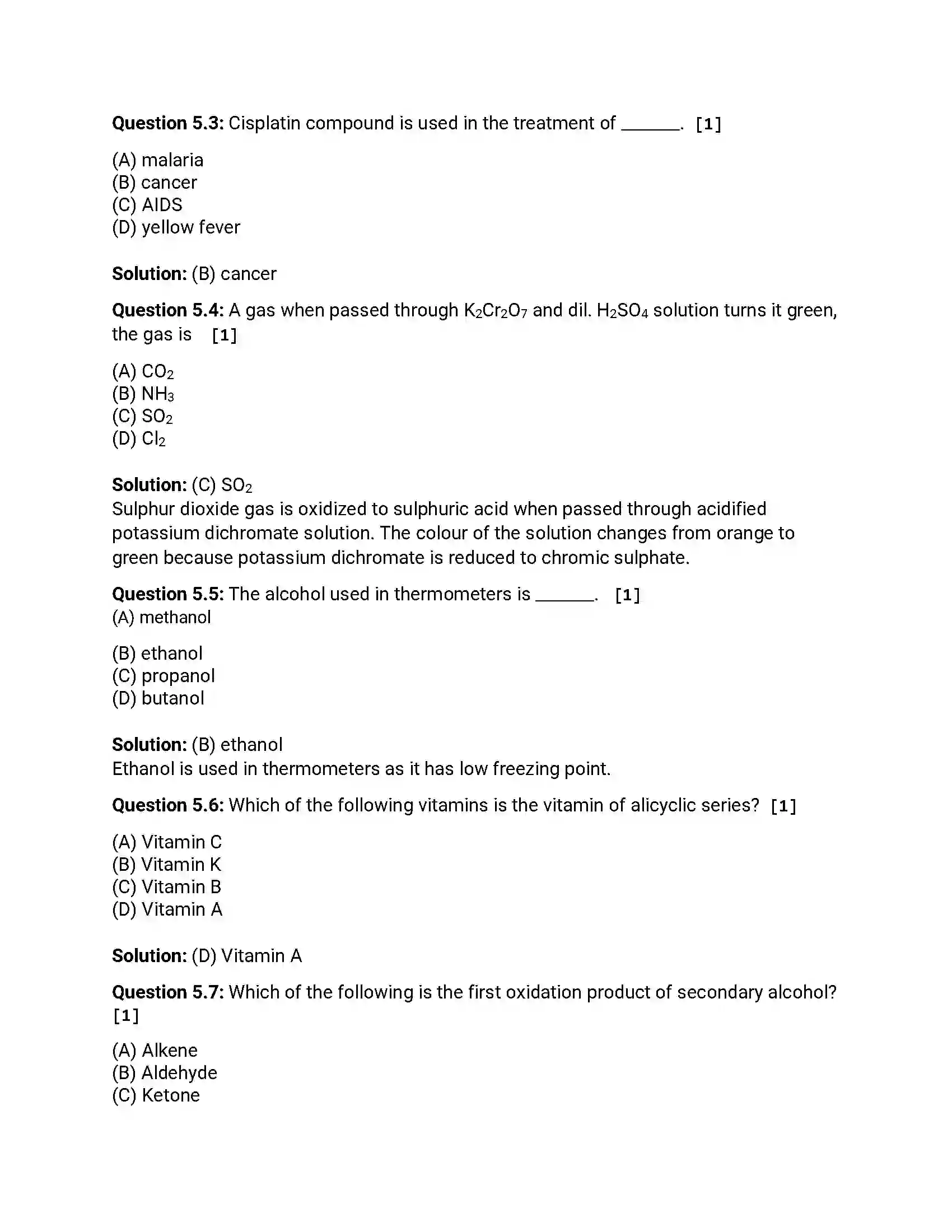 Maharashtra Board Class 12th 2017 Chemistry - March 2017 Previous Year Paper 16