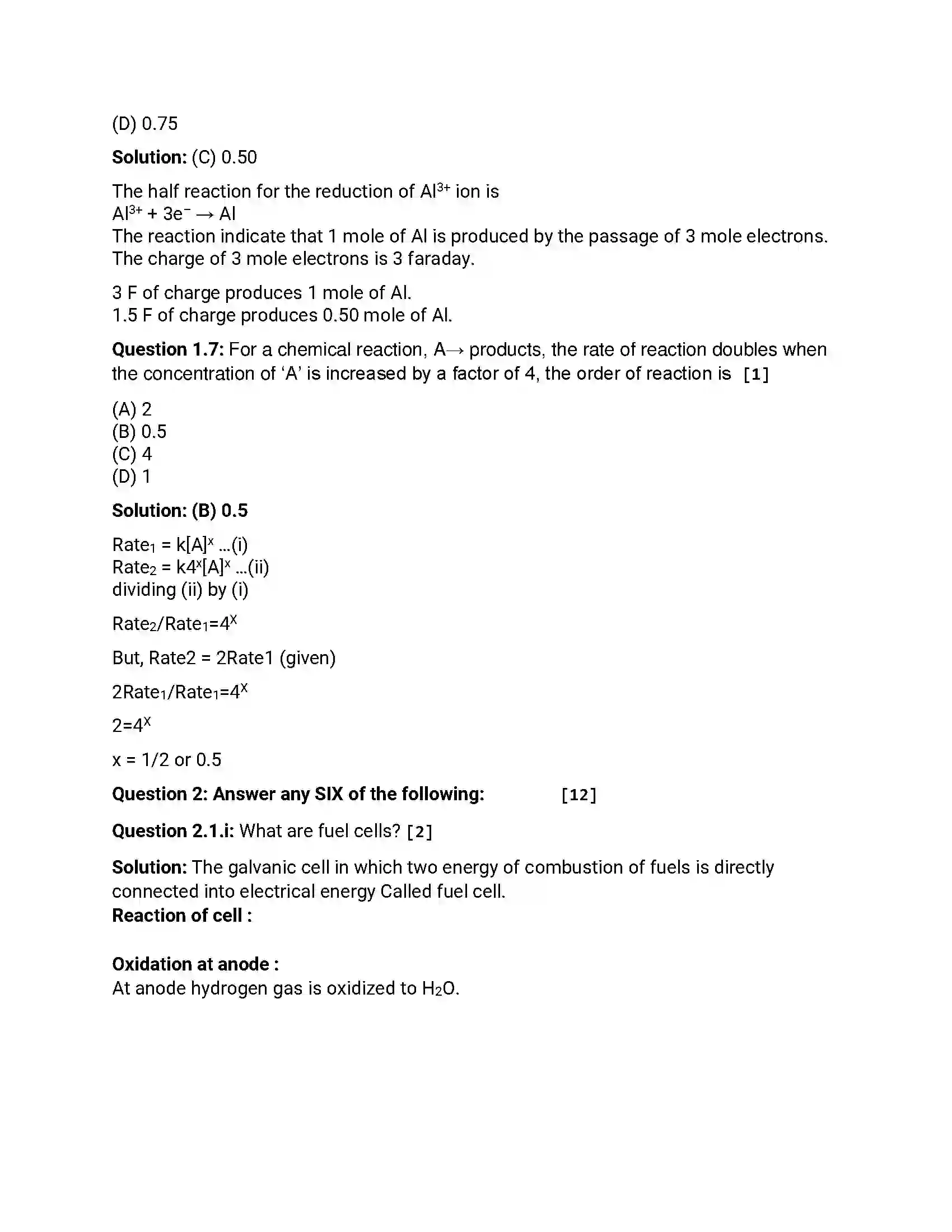 Maharashtra Board Class 12th 2017 Chemistry - March 2017 Previous Year Paper 3