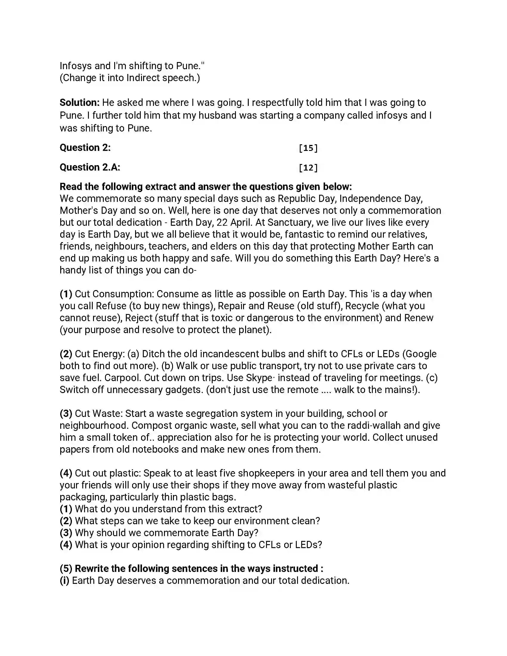 Maharashtra Board Class 12th 2017 English - March 2017 - Set-A Previous Year Paper 3