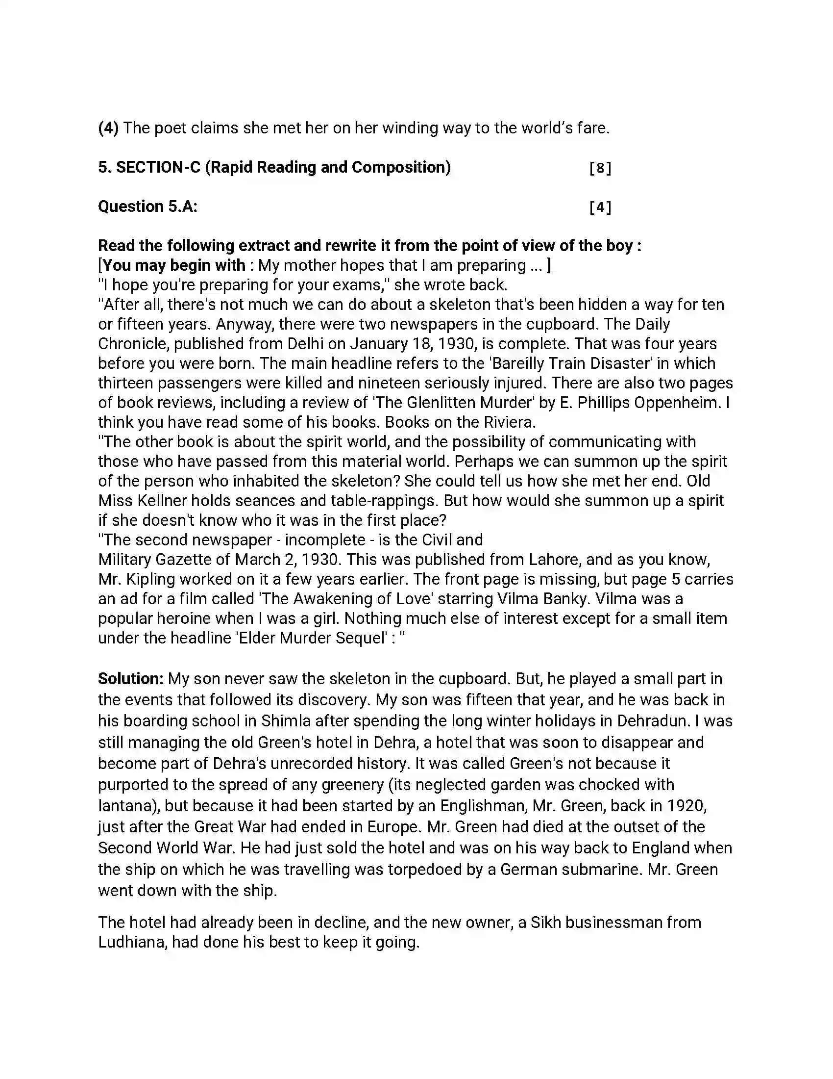 Maharashtra Board Class 12th 2017 English - March 2017 - Set-B Previous Year Paper 9