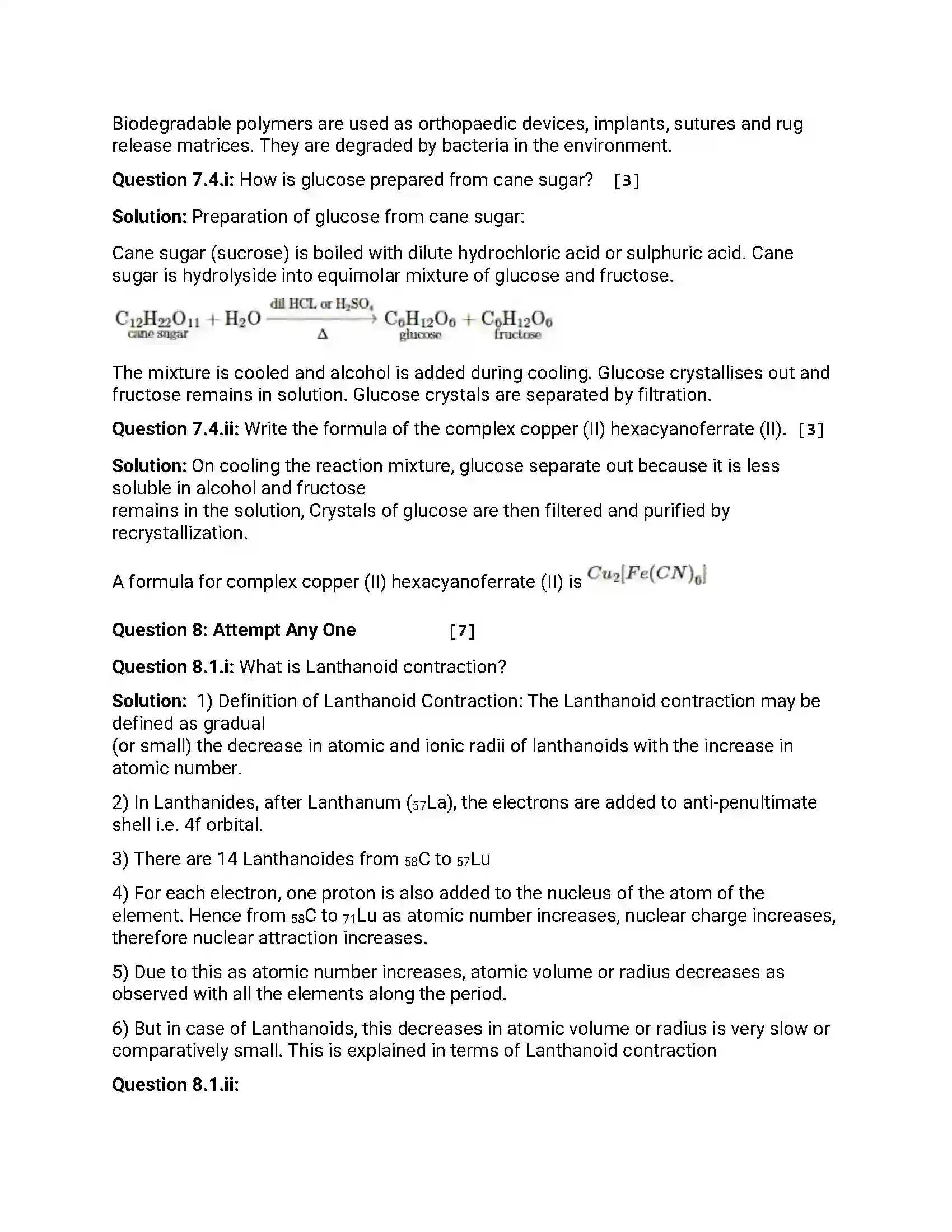 Maharashtra Board Class 12th 2018 Chemistry March - 2018 Previous Year Paper 20
