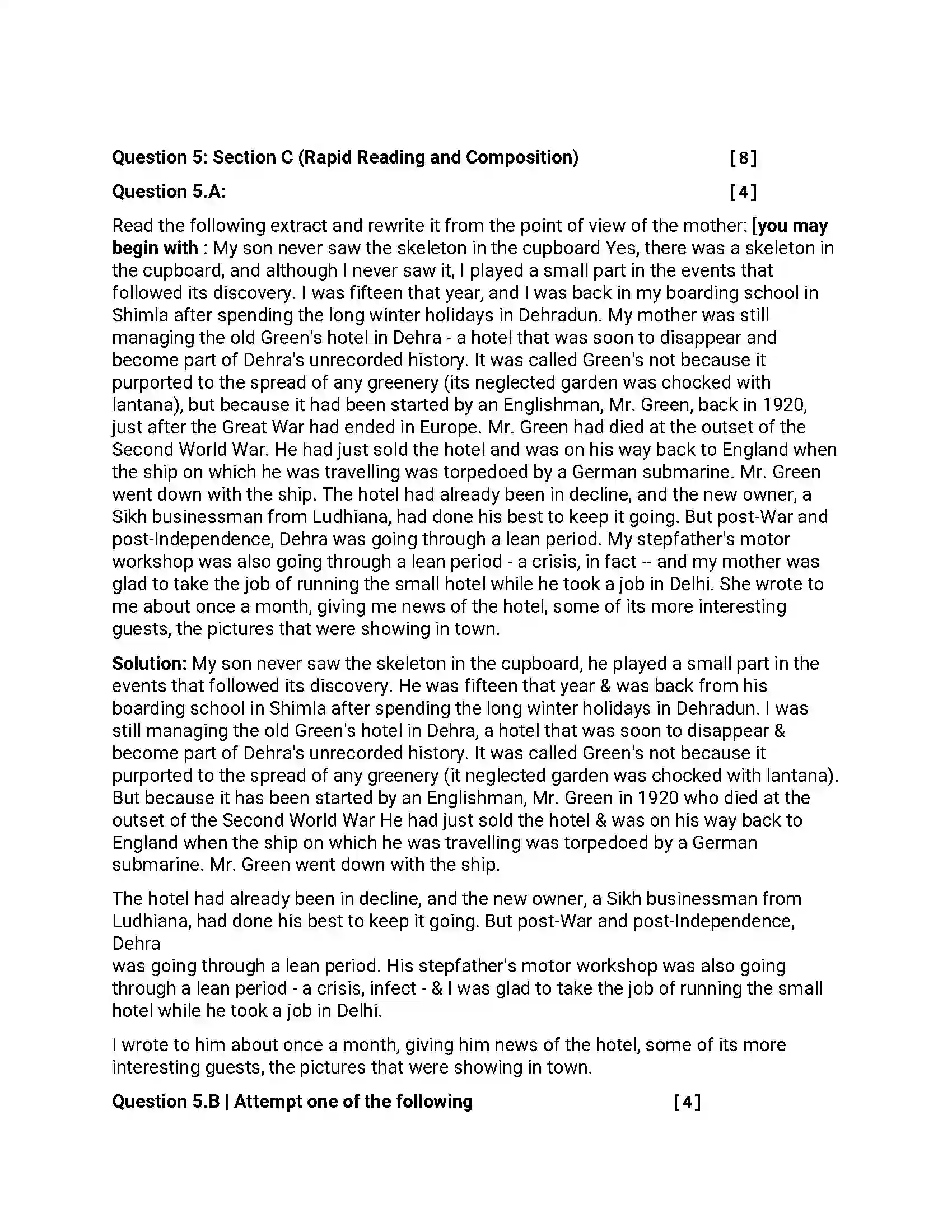 Maharashtra Board Class 12th 2018 English - March 2018 - Set-A Previous Year Paper 9