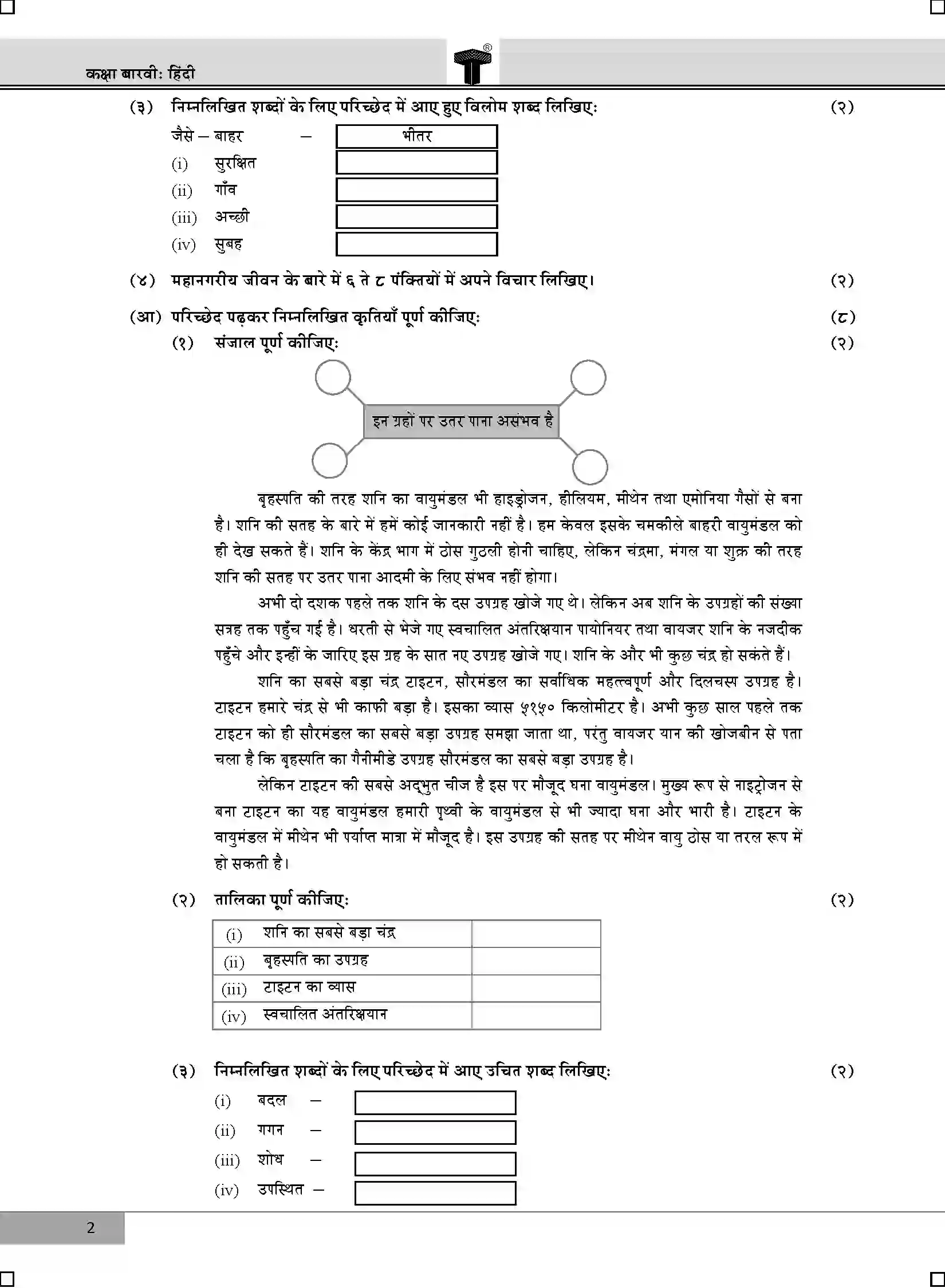 Maharashtra Board Class 12th 2020 Hindi - Feb 2020 Previous Year Paper 2