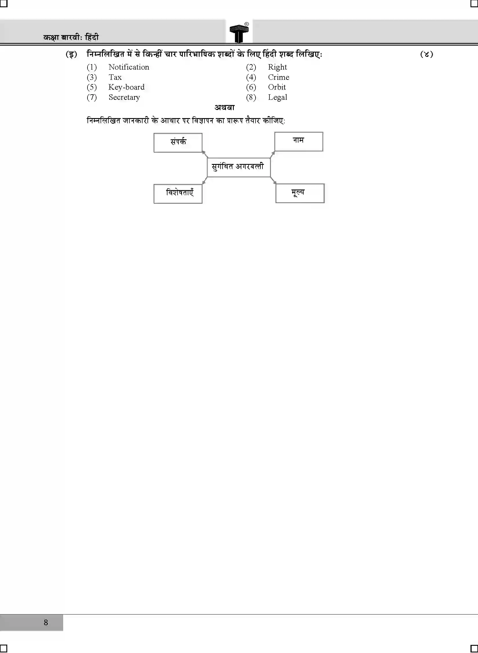 Maharashtra Board Class 12th 2020 Hindi - Feb 2020 Previous Year Paper 8