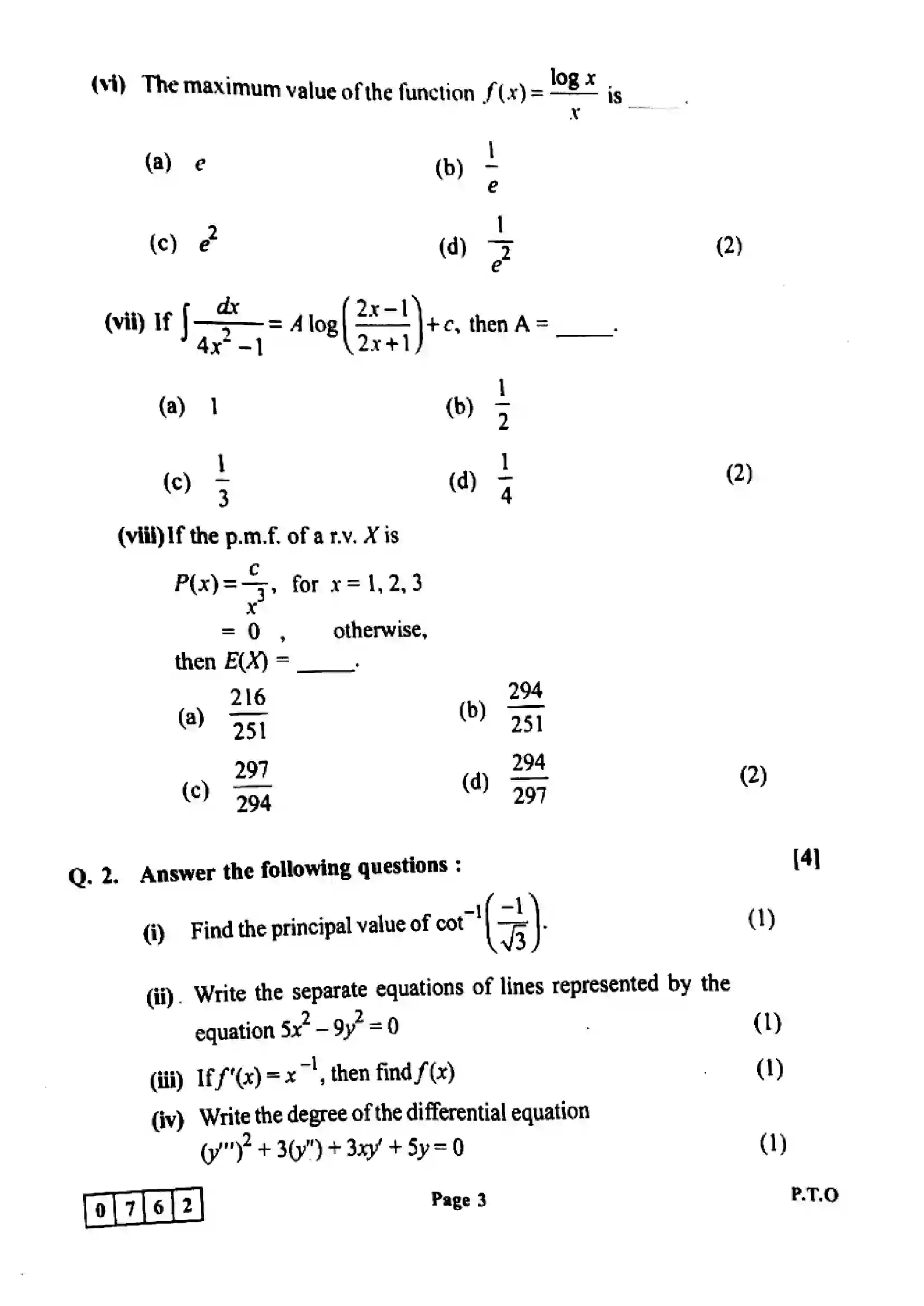 Maharashtra Board Class 12th 2022 Mathematics & Statistics Previous Year Paper 3