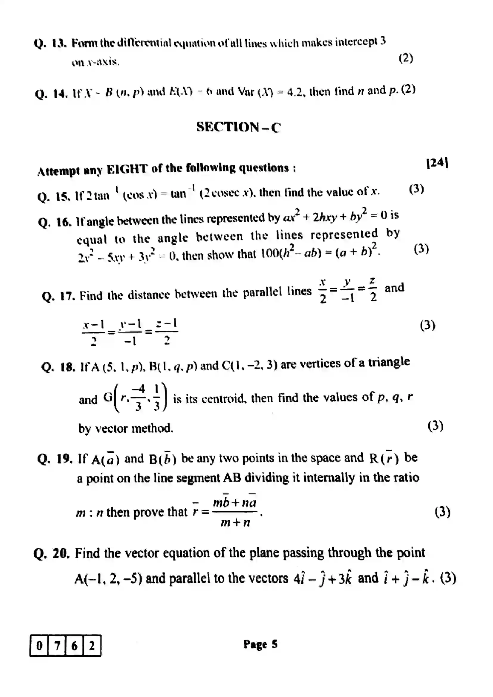 Maharashtra Board Class 12th 2022 Mathematics & Statistics Previous Year Paper 5