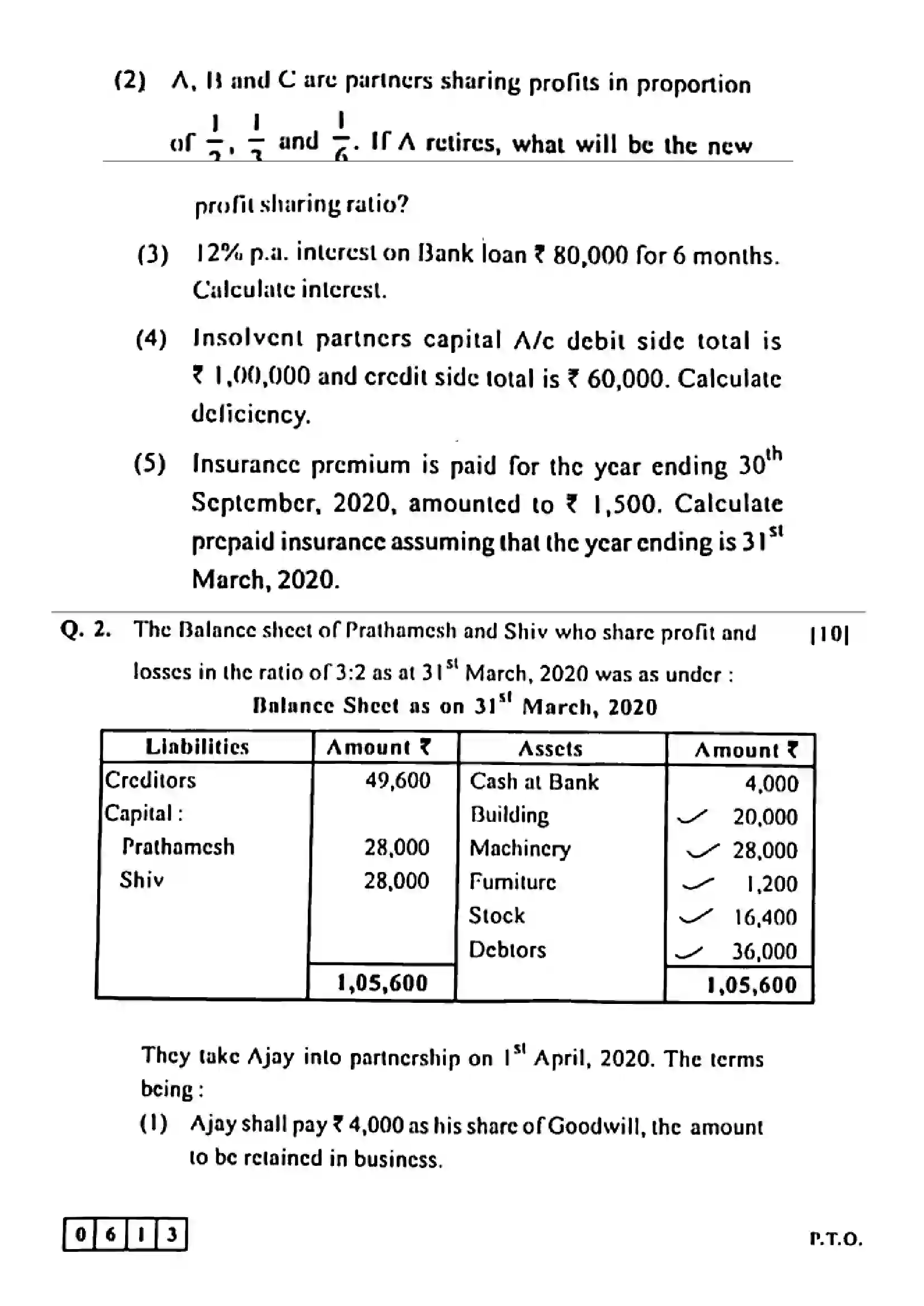 Maharashtra Board Class 12th 2022 Book Keeping & Accountancy Previous Year Paper 3