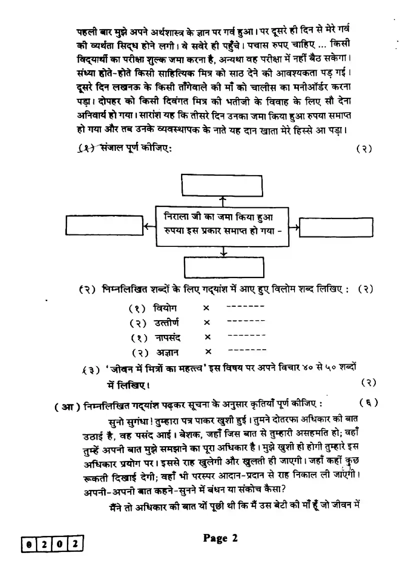 Maharashtra Board Class 12th 2023 Hindi Previous Year Paper 2