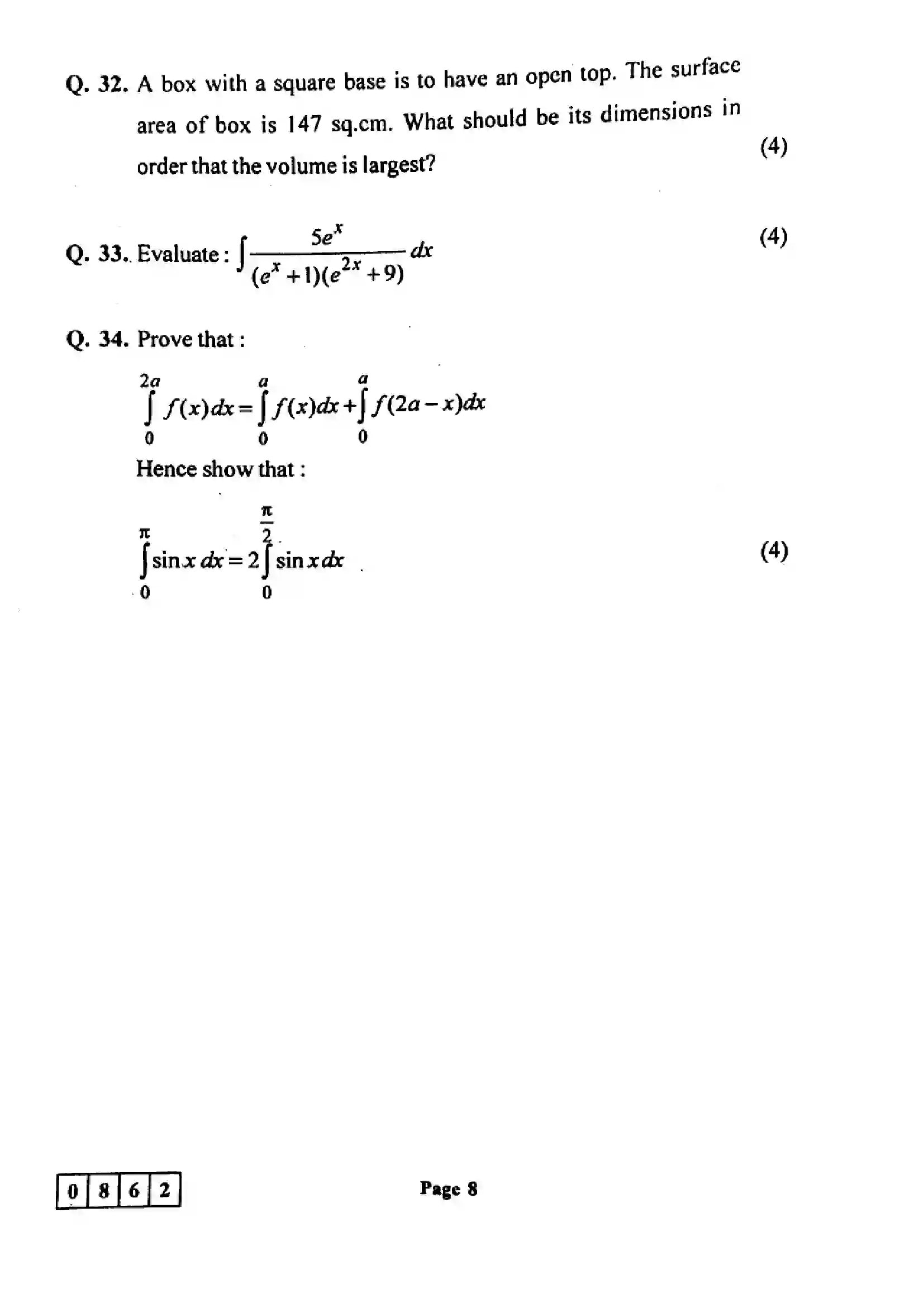 Maharashtra Board Class 12th 2024 Mathematics And Statistics Previous Year Paper 8