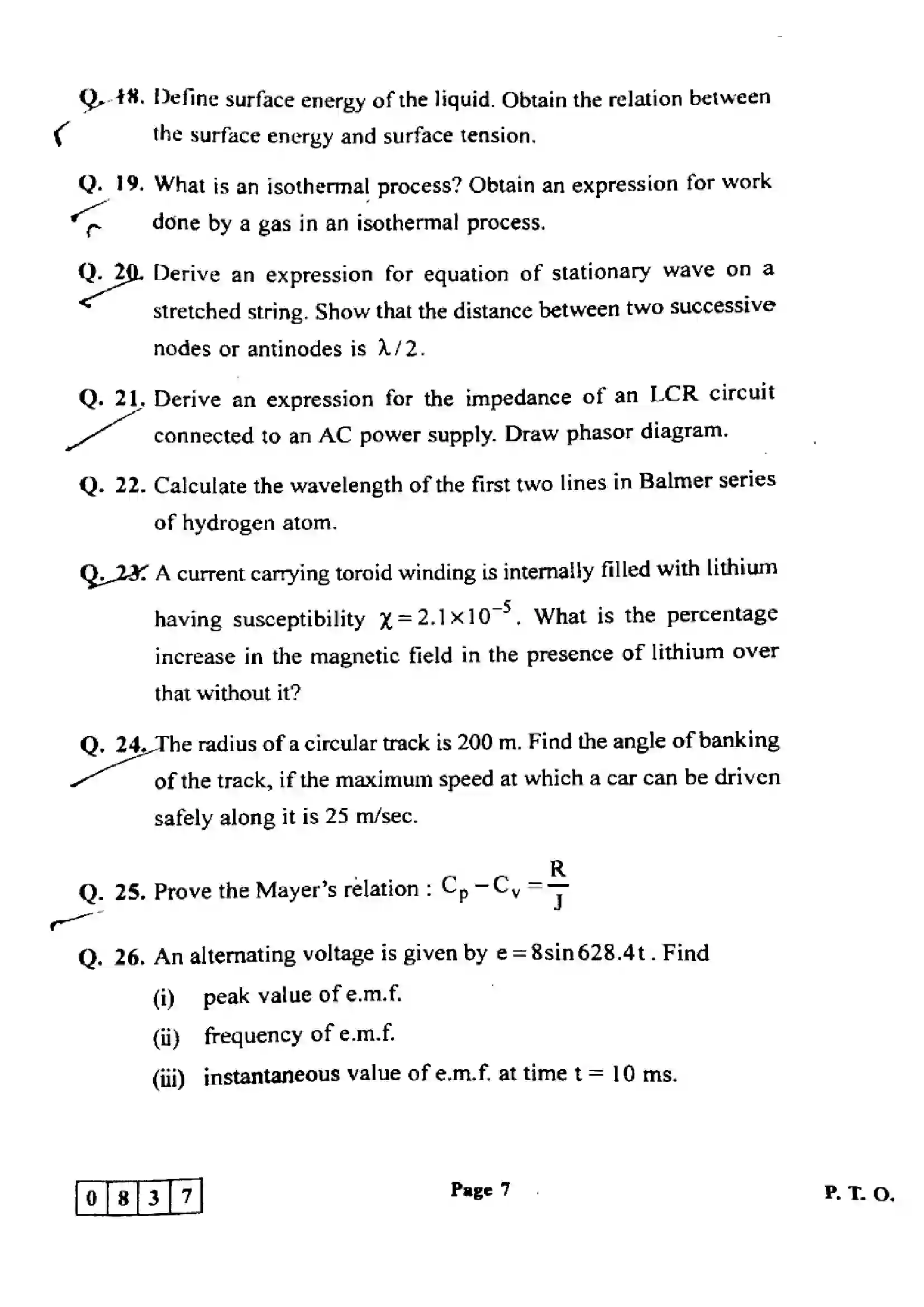 Maharashtra Board Class 12th 2024 Physics Previous Year Paper 7