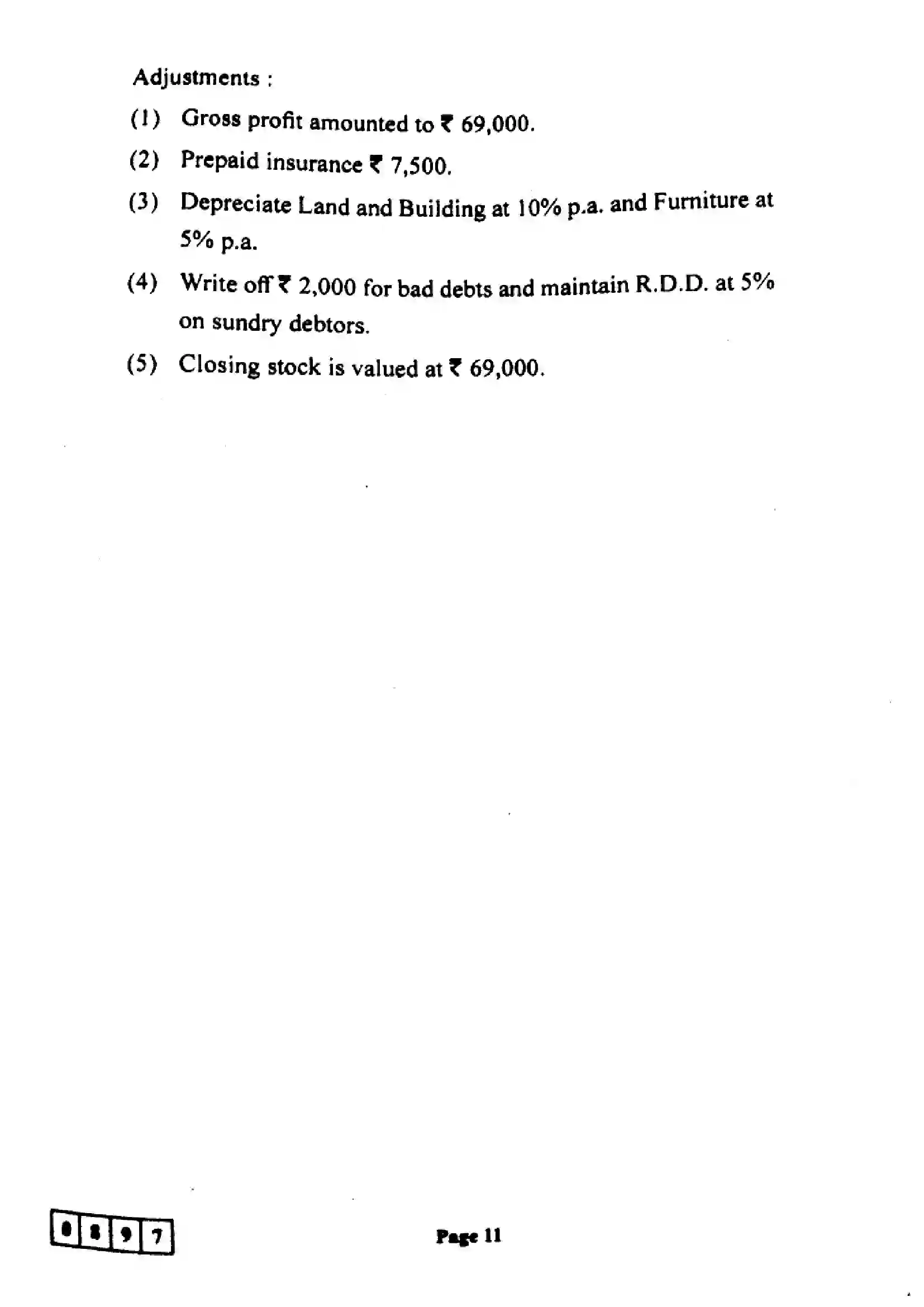 Maharashtra Board Class 12th 2024 Book Keeping And Accountancy Previous Year Paper 11