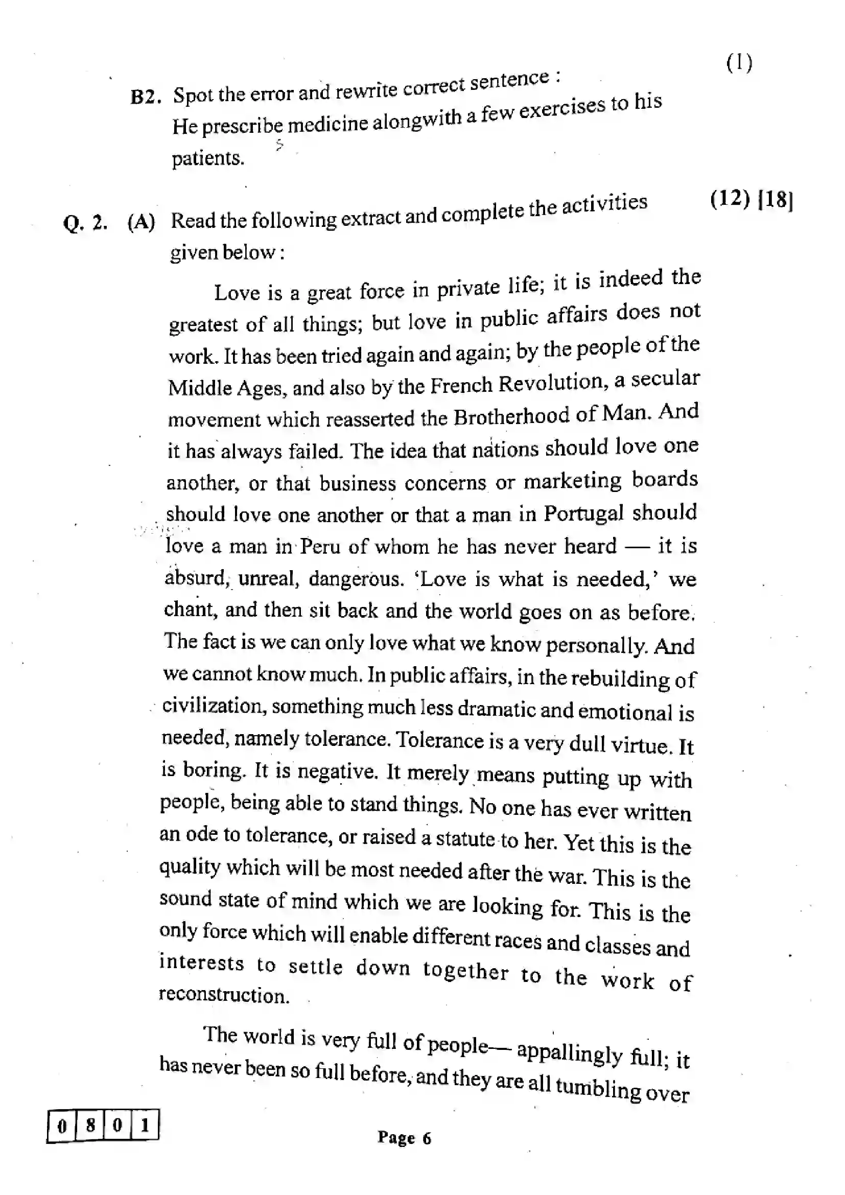 Maharashtra Board Class 12th 2024 English Previous Year Paper 6