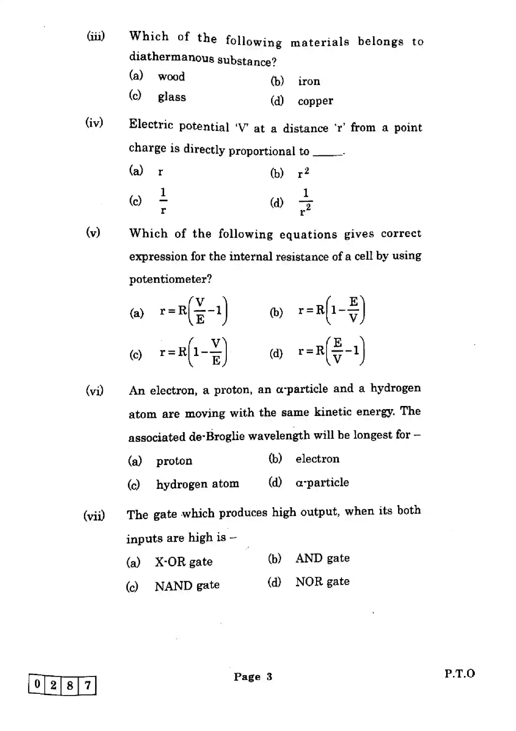 Maharashtra Board Class 12th 2025 Physics - J-287 Previous Year Paper 3