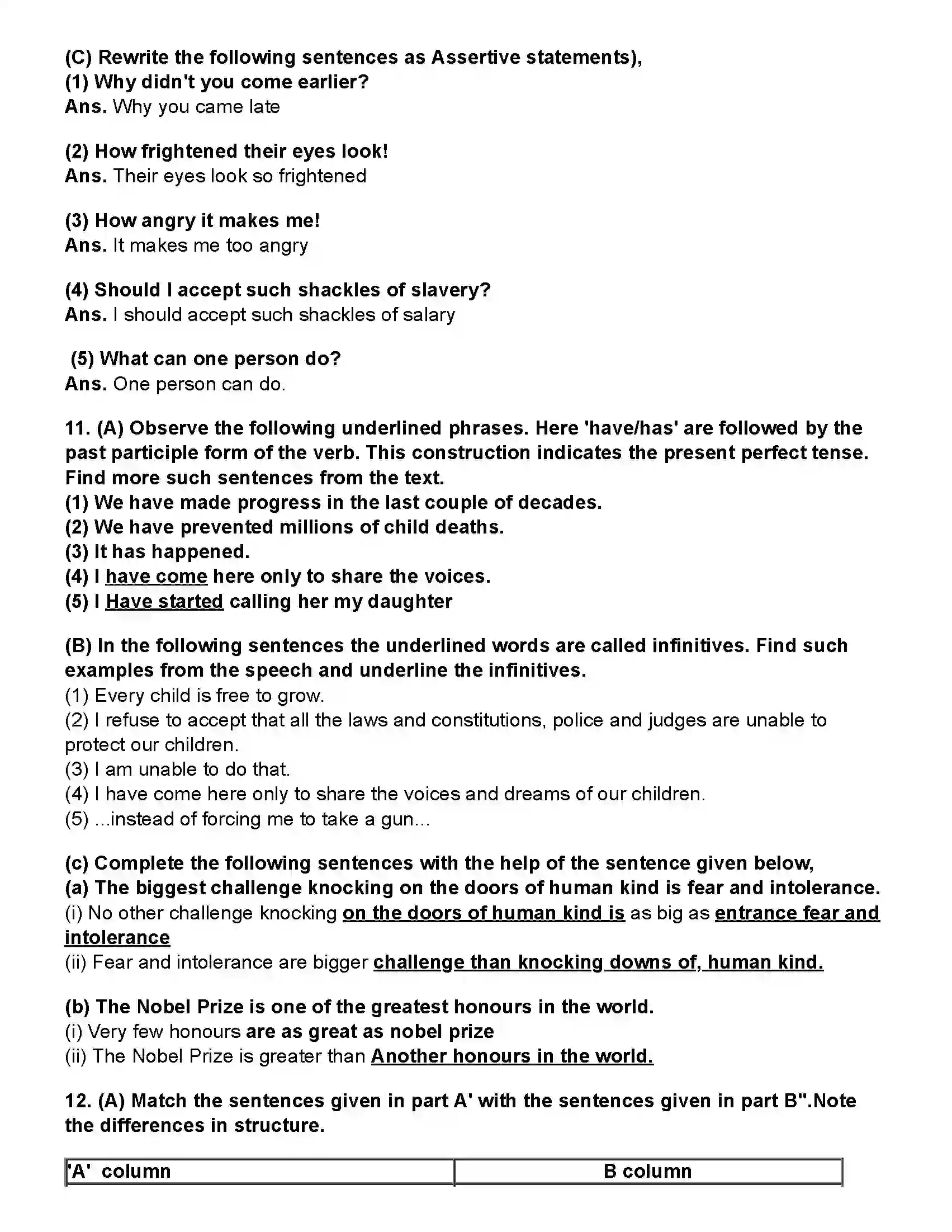 Maharashtra Board Class 10th English (Chapters Notes) Lets March Revision Note 8