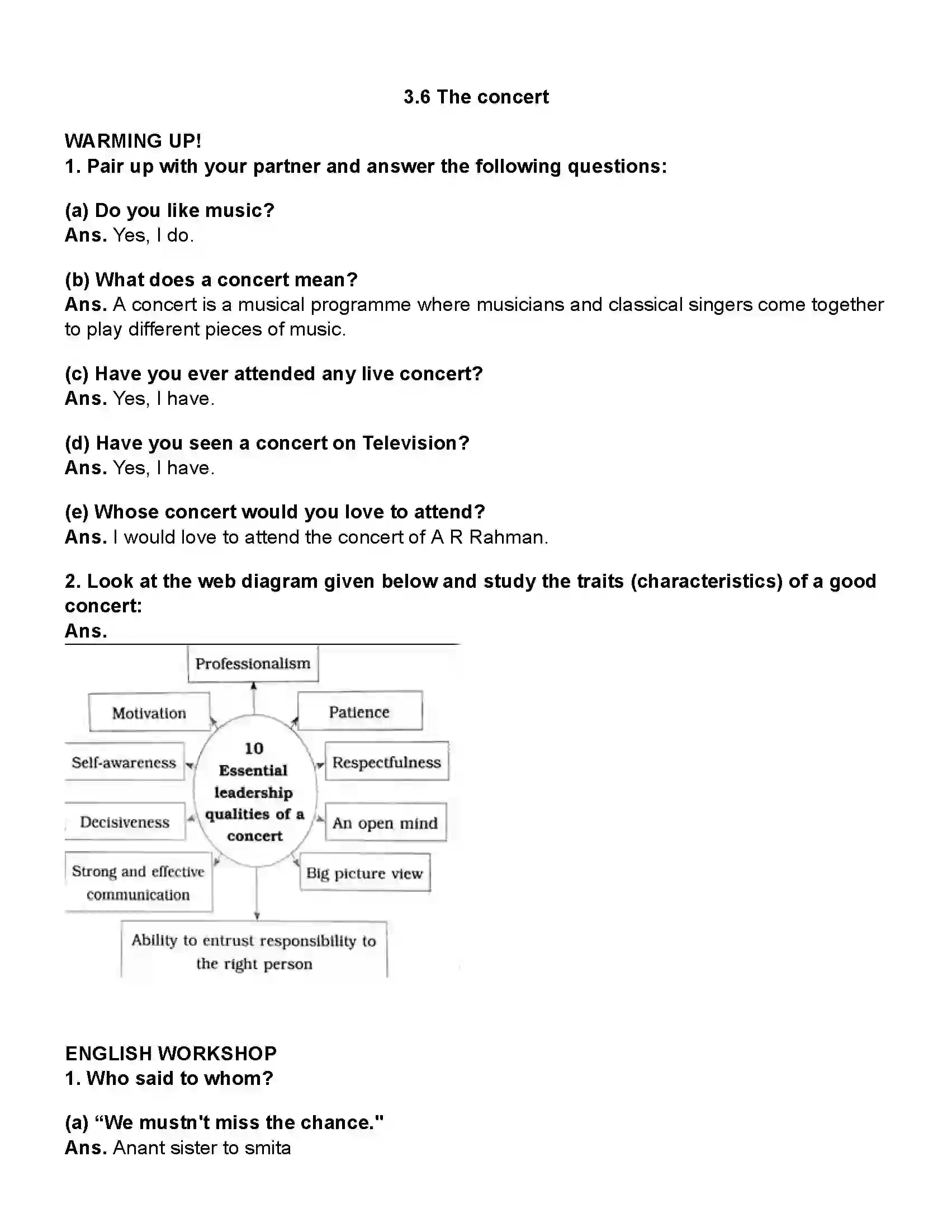 Maharashtra Board Class 10th English (Chapters Notes) The Concert Revision Note 1