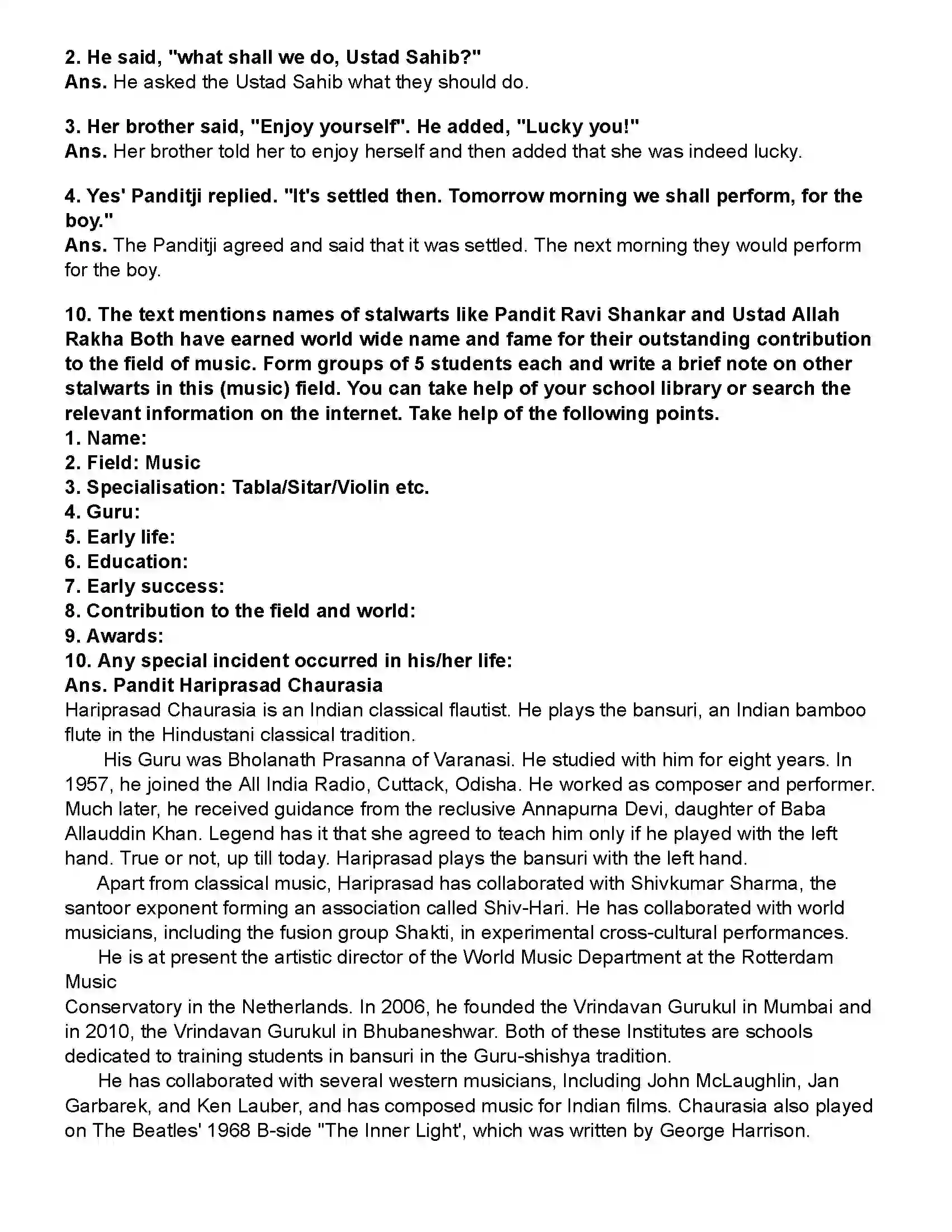 Maharashtra Board Class 10th English (Chapters Notes) The Concert Revision Note 5