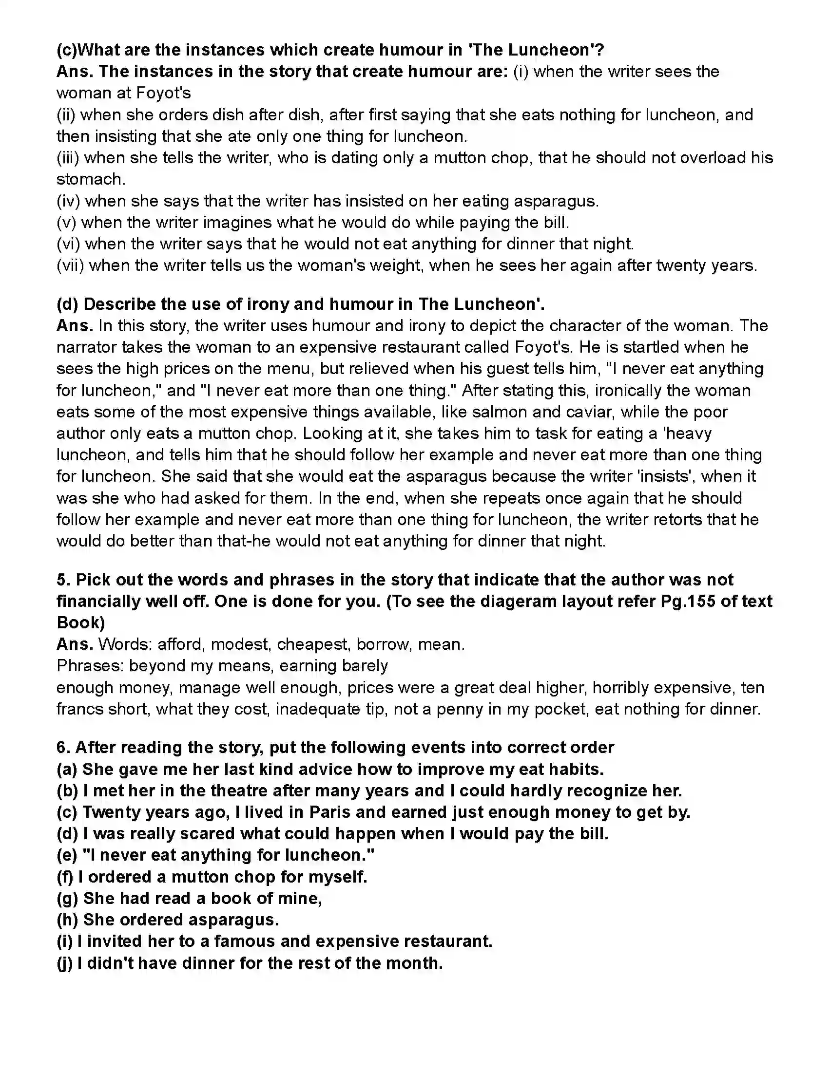 Maharashtra Board Class 10th English (Chapters Notes) The Luncheon Revision Note 4