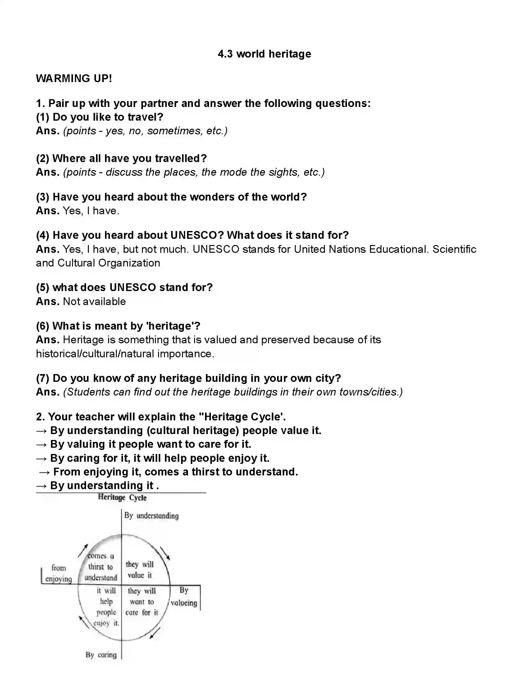 Maharashtra Board Class 10th English (Chapters Notes) World Heritage Revision Note 1