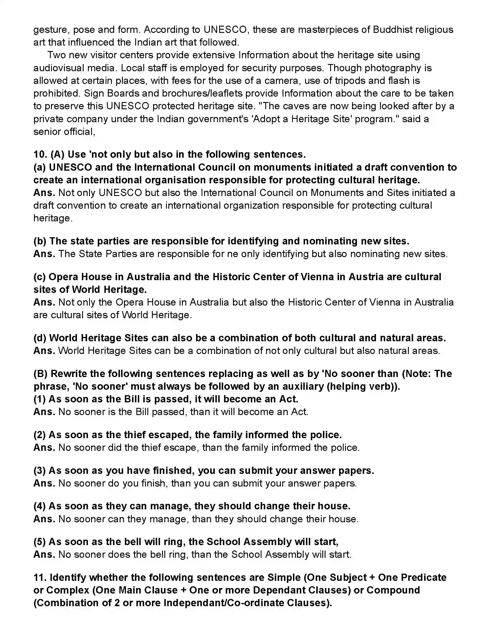 Maharashtra Board Class 10th English (Chapters Notes) World Heritage Revision Note 7