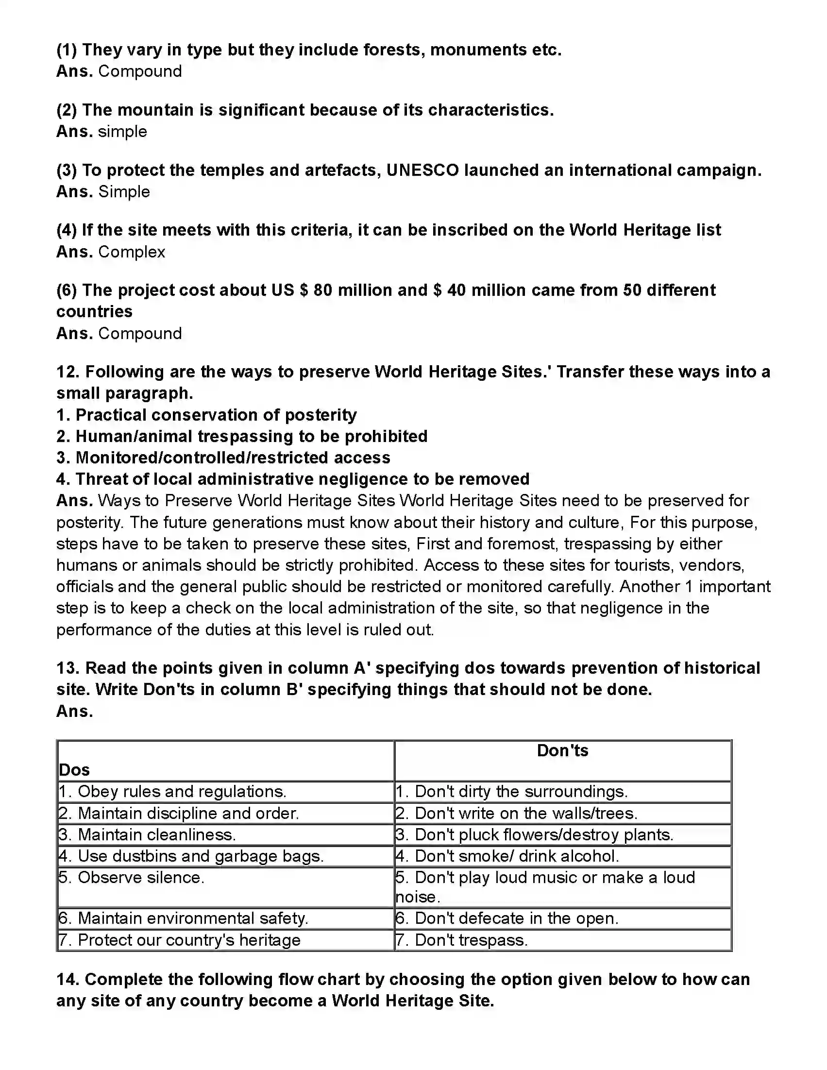 Maharashtra Board Class 10th English (Chapters Notes) World Heritage Revision Note 8