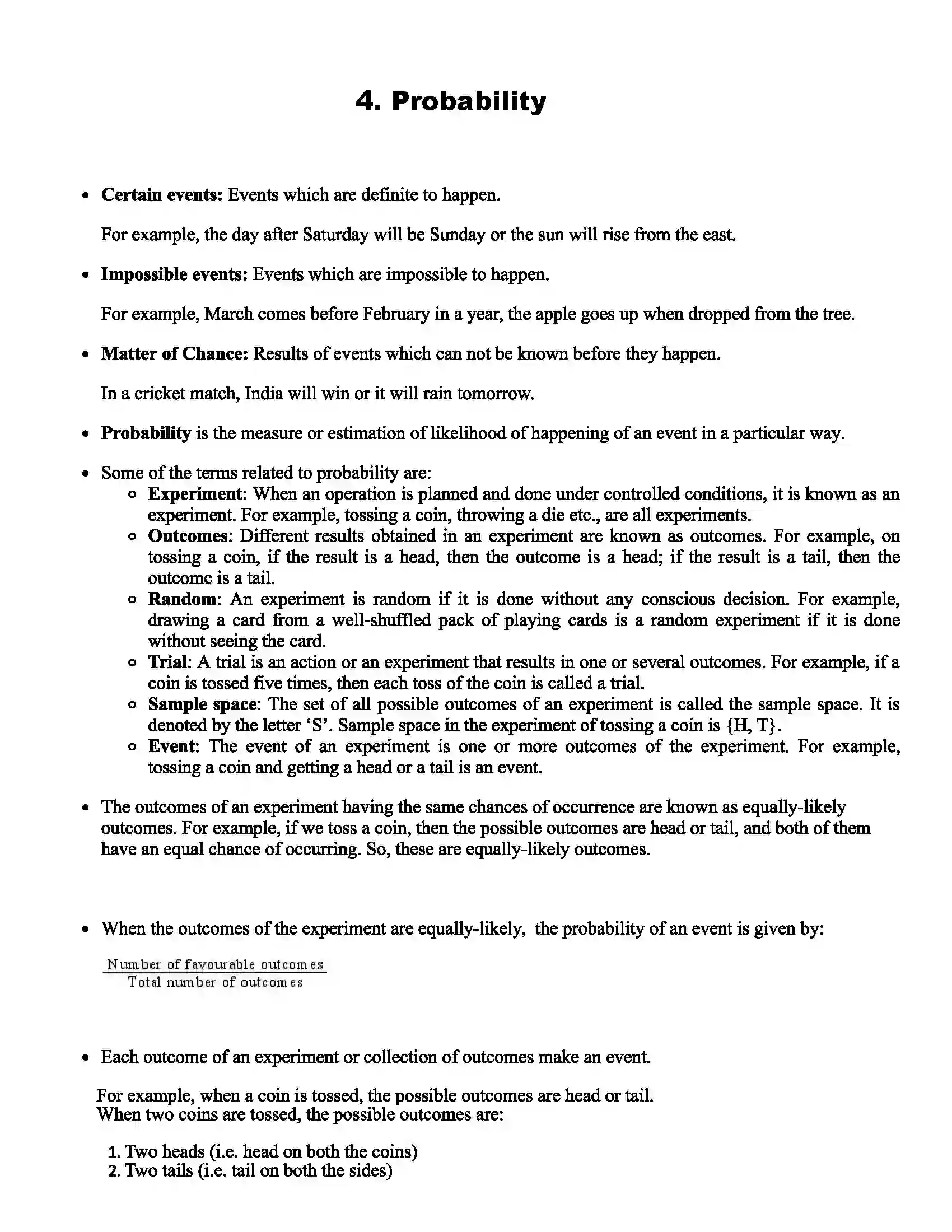 Maharashtra Board Class 10th Mathematics Probability Revision Note 1