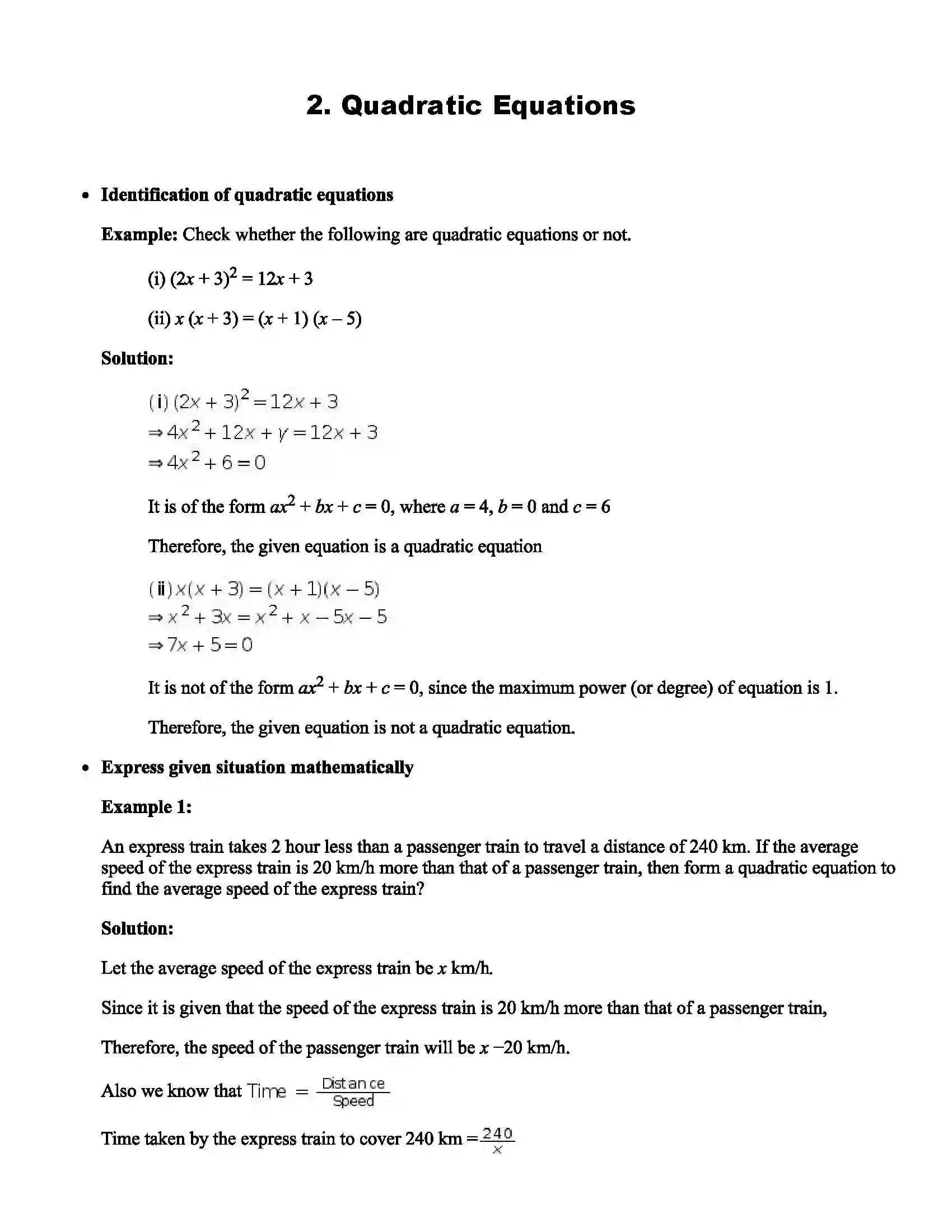 Maharashtra Board Class 10th Mathematics Quadratic Equations Revision Note 1
