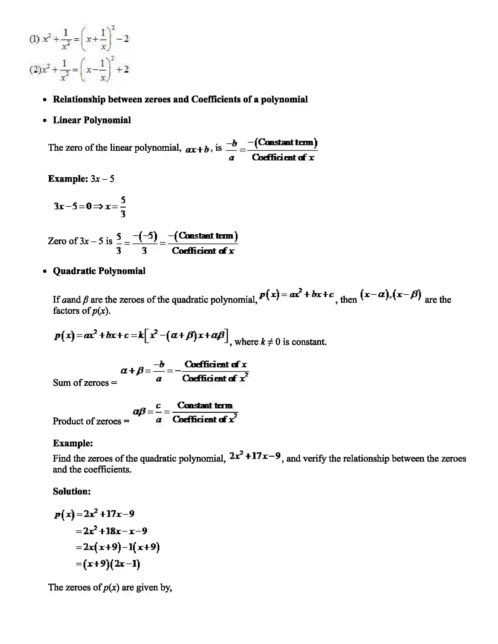 Maharashtra Board Class 10th Mathematics Quadratic Equations Revision Note 5