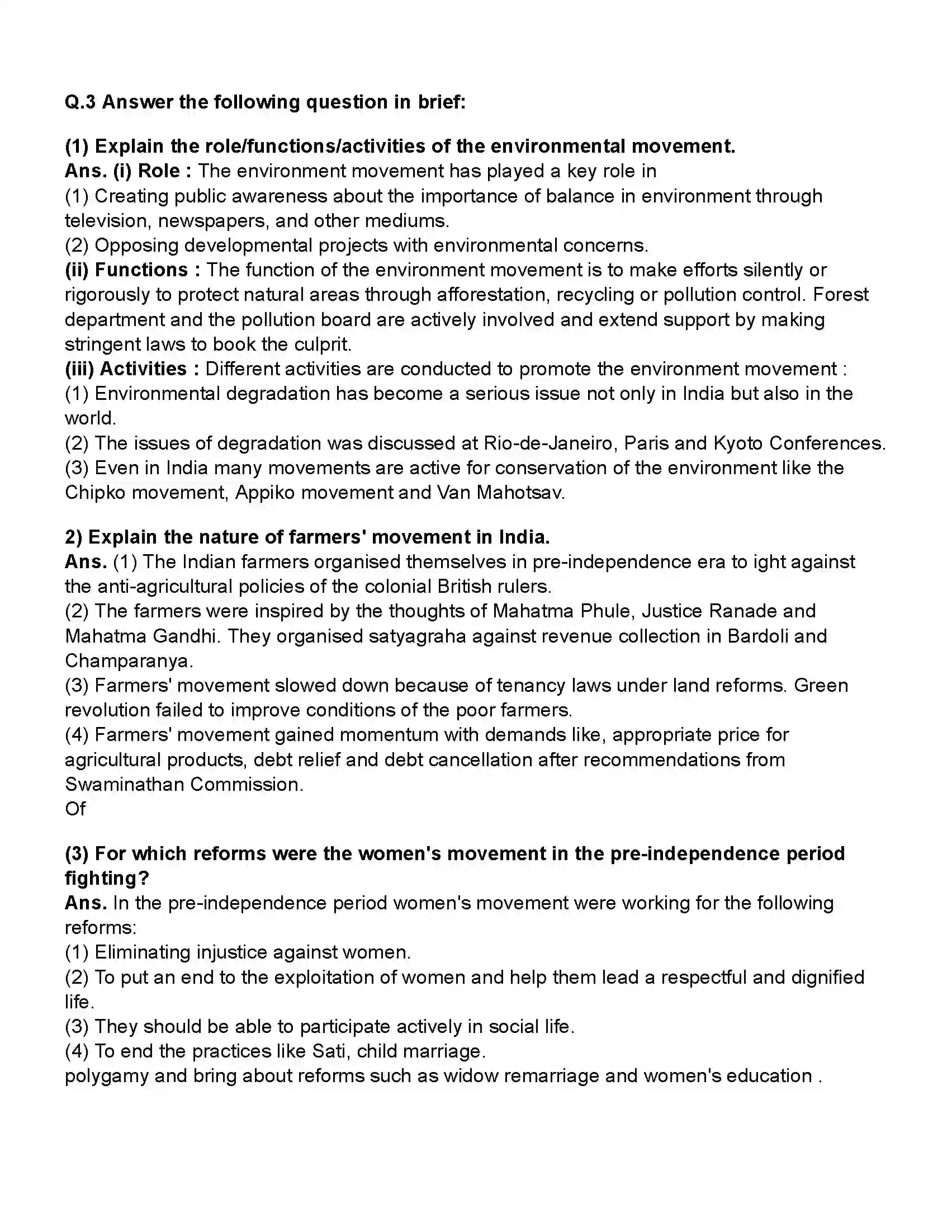 Maharashtra Board Class 10th Political Science Social and Political Movements Revision Note 2
