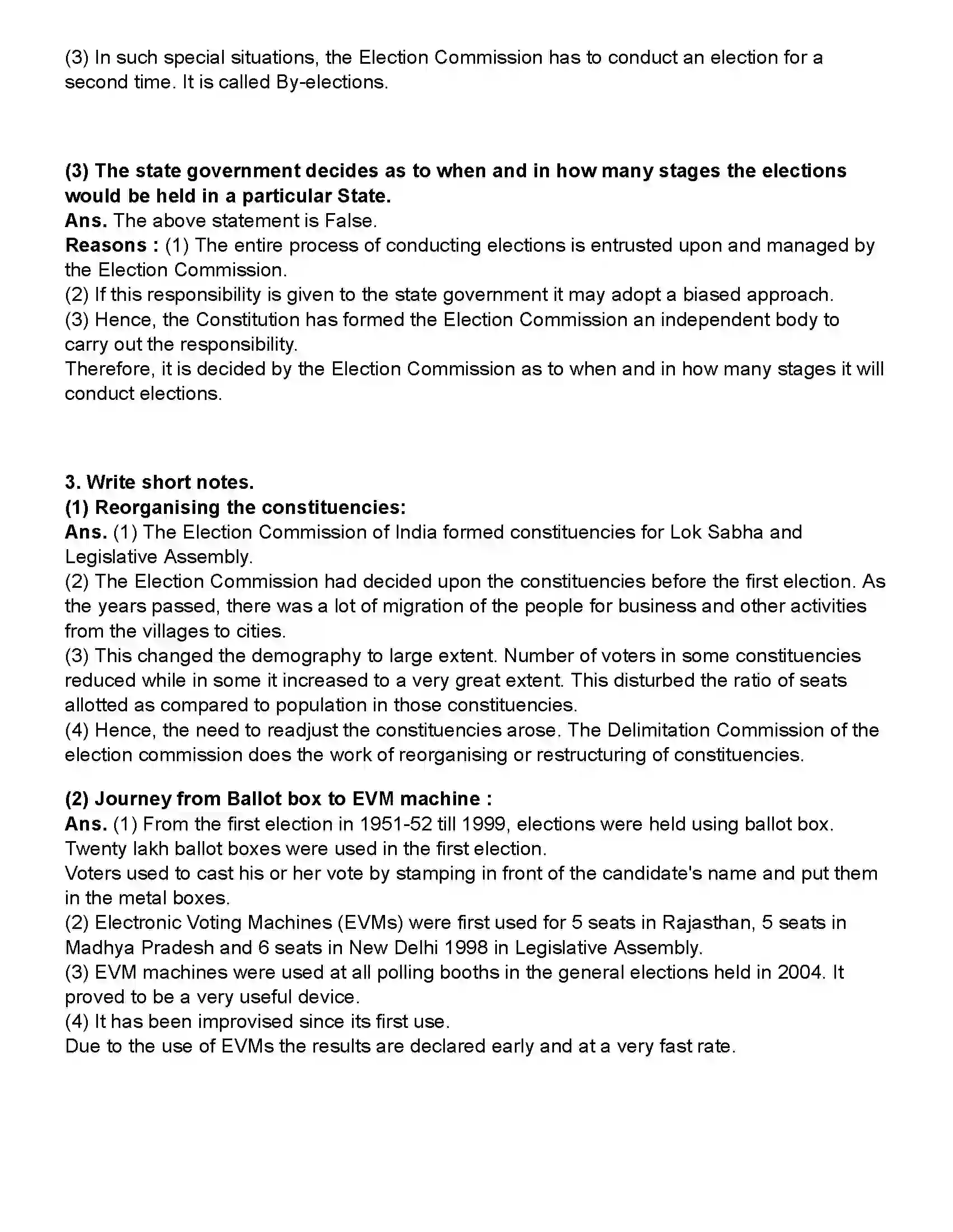 Maharashtra Board Class 10th Political Science The Electoral Process Revision Note 2
