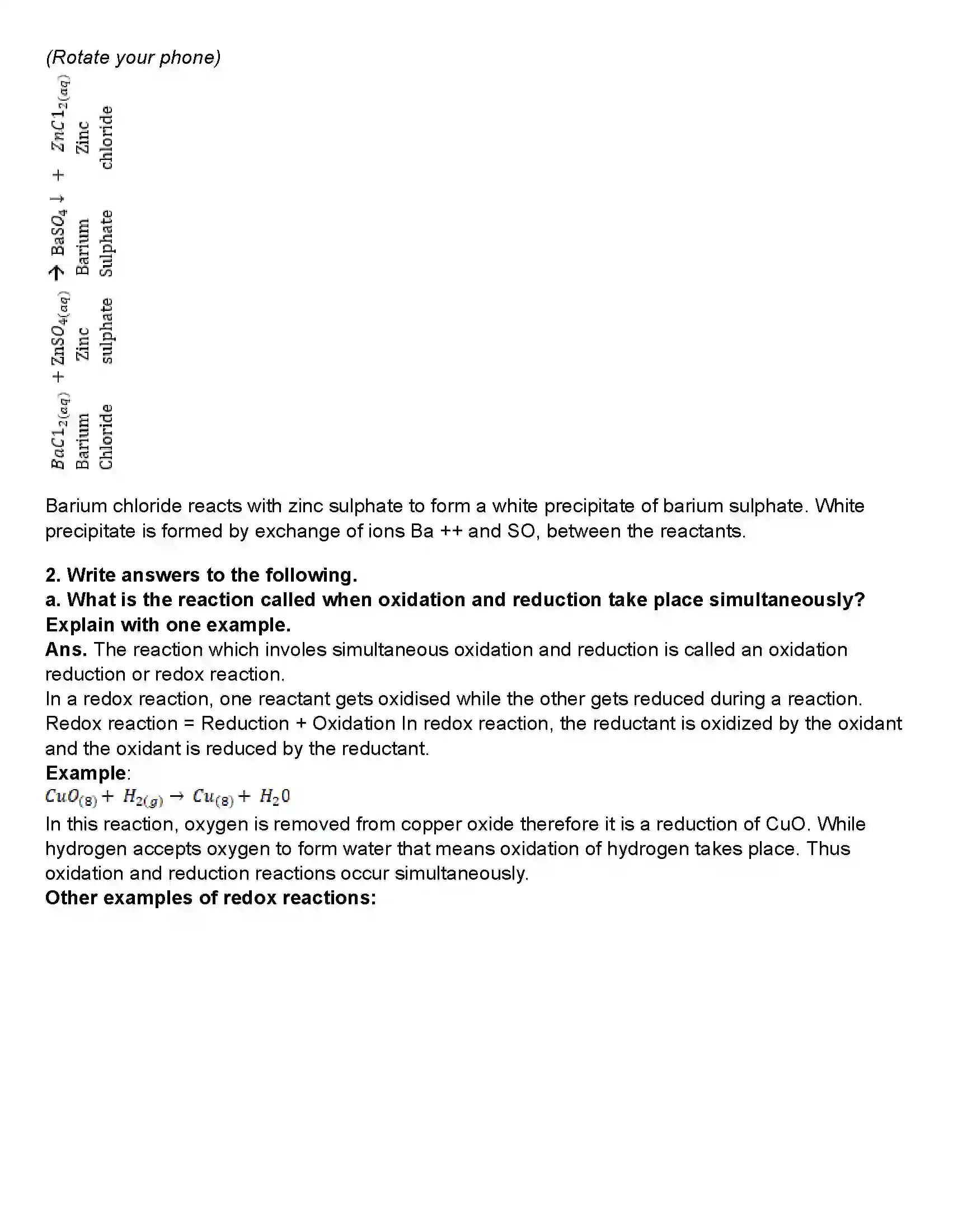 Maharashtra Board Class 10th Science Part - 1 Chemical Reactions and Equations Revision Note 2